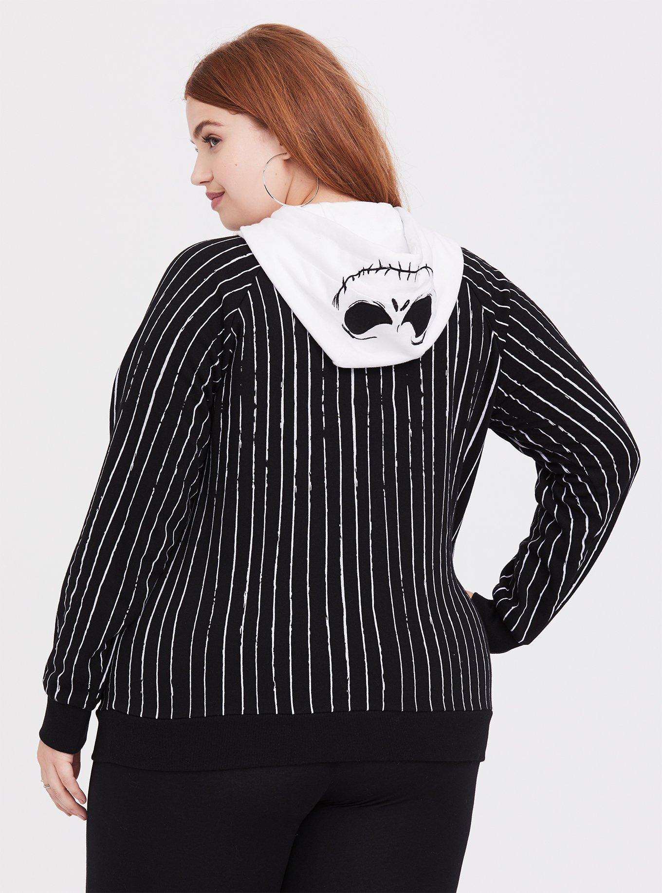 Plus Size Disney The Nightmare Before Christmas Jack Skellington Black Hoodie, BLACK WHITE, alternate