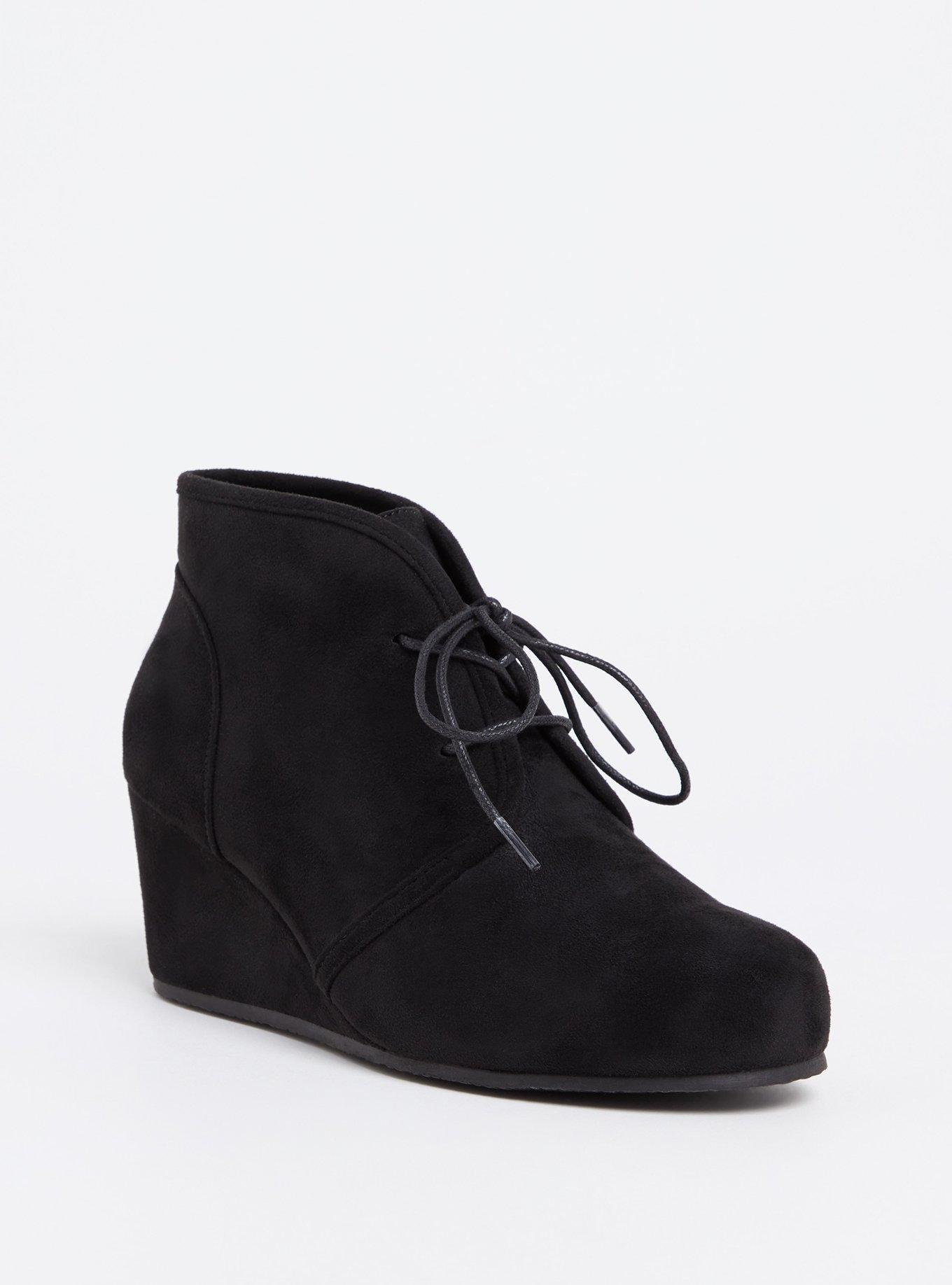 Black Faux Suede Wedge Bootie (WW