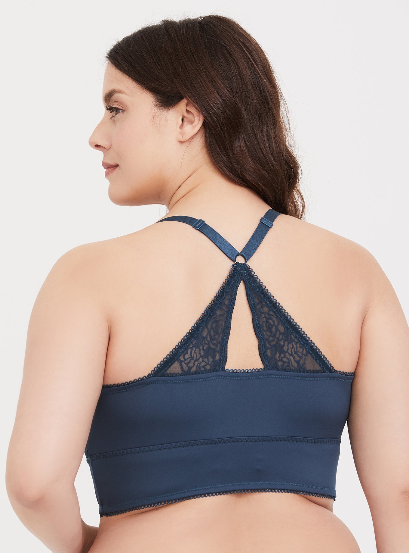 Plus Size - Dark Teal Microfiber & Lace Racerback Bralette - Torrid