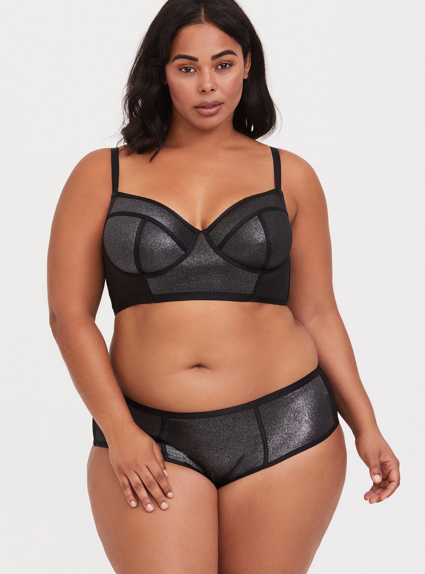 Black Mesh & Metallic Silver Underwire Bralette, SILVER BLACK, alternate