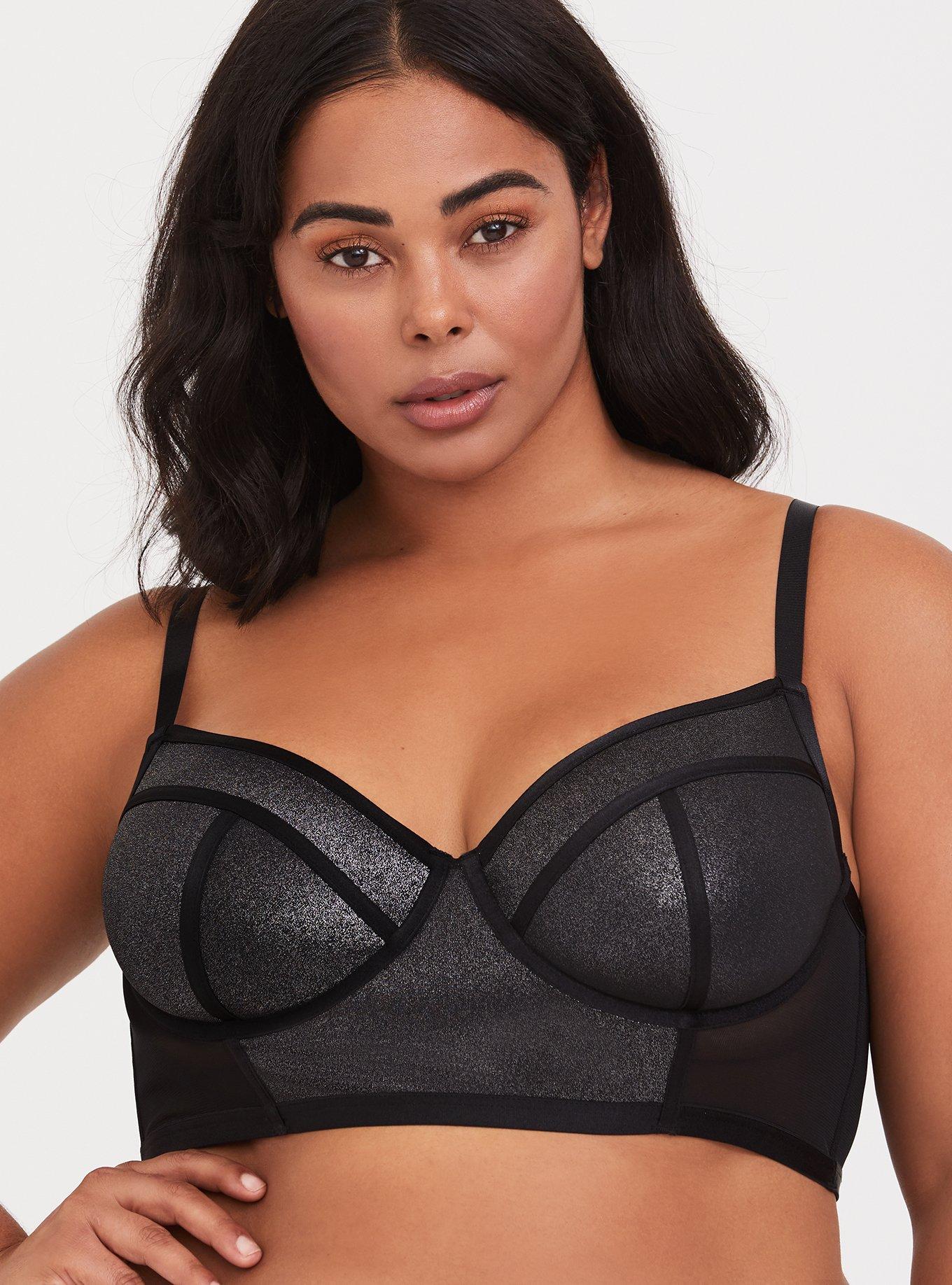 Black Mesh & Metallic Silver Underwire Bralette, SILVER BLACK, hi-res