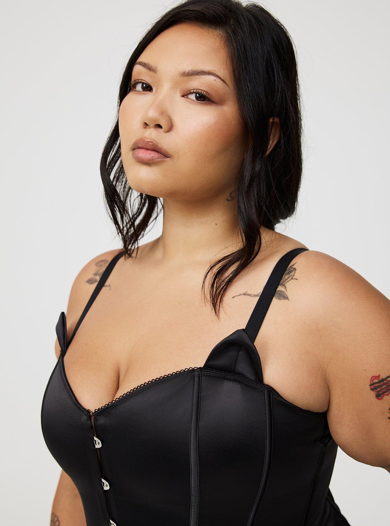 Satin Cat Hook-Front Bustier