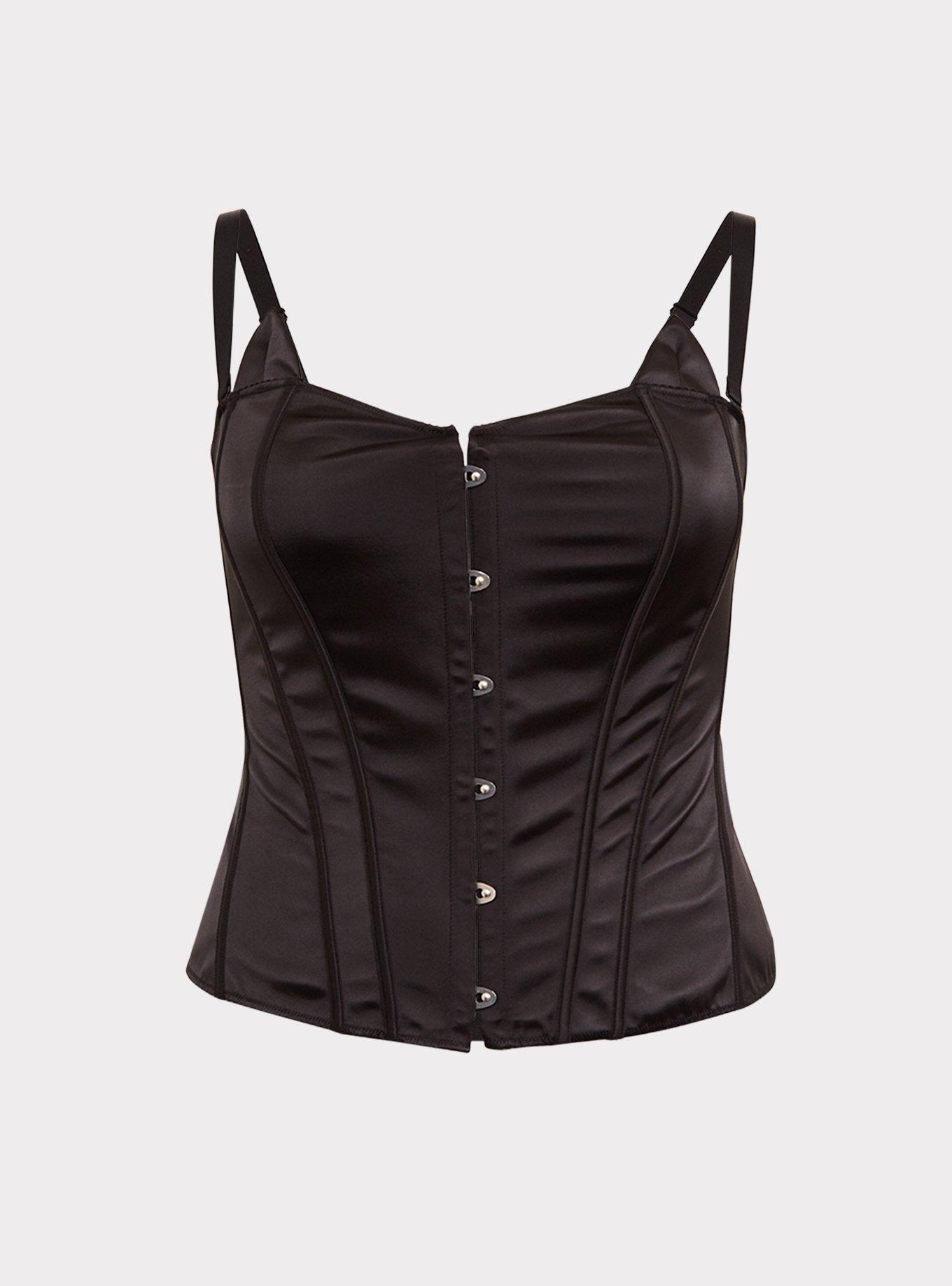 Black Front Ribbon Hook & Eye Corset