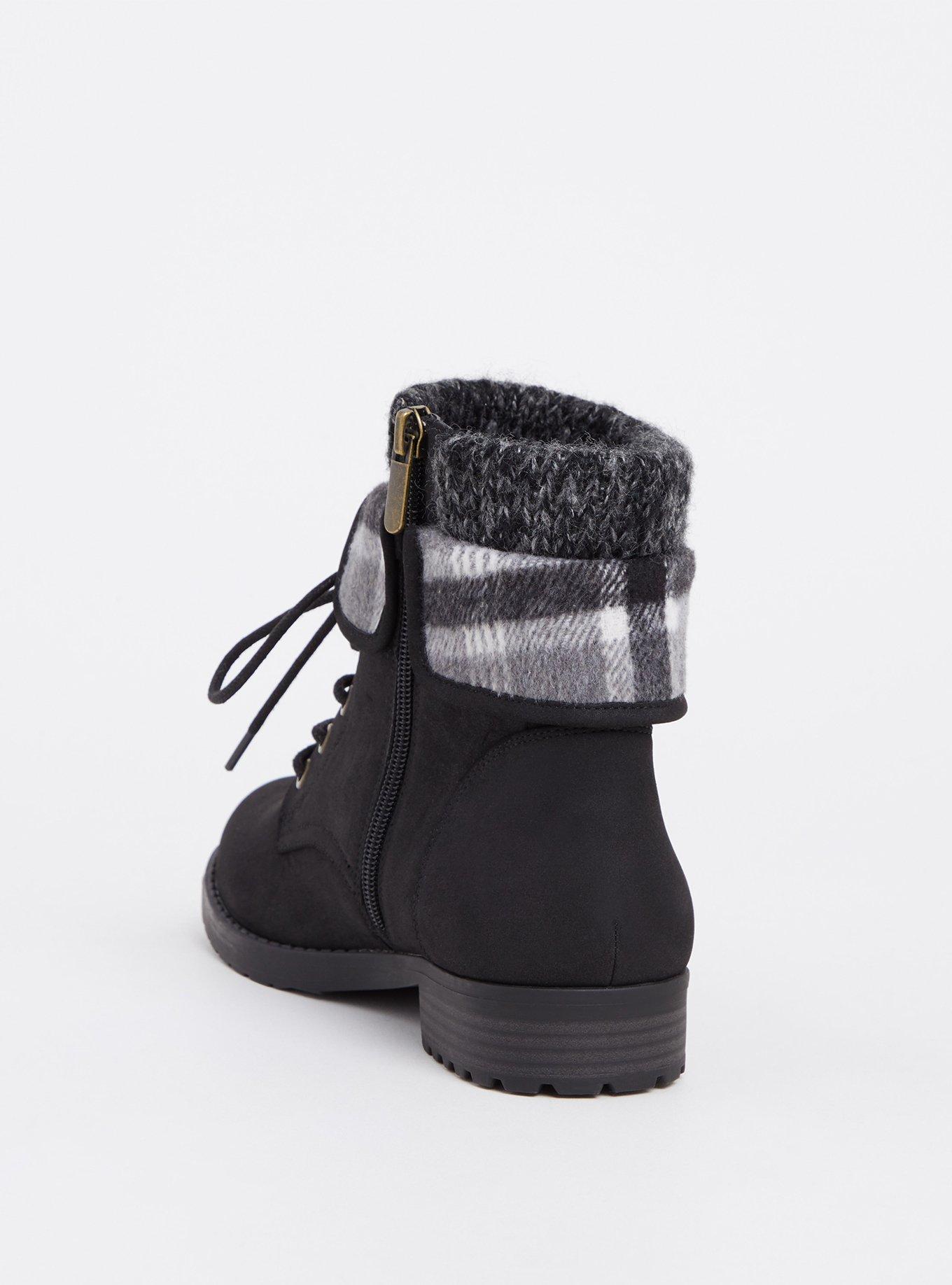 Foldover Sweater Combat Boot (WW), BLACK, alternate