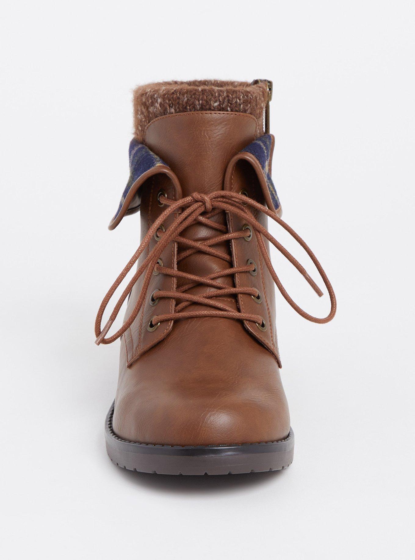 Foldover Sweater Combat Boot (WW), BROWN, alternate
