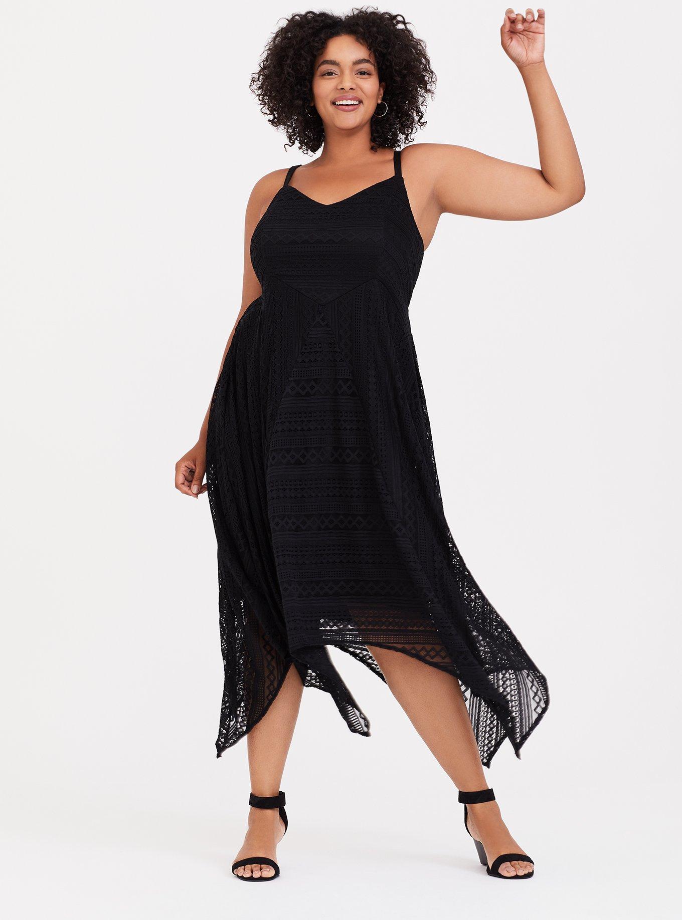 Midi Lace Handkerchief Dress, DEEP BLACK, alternate