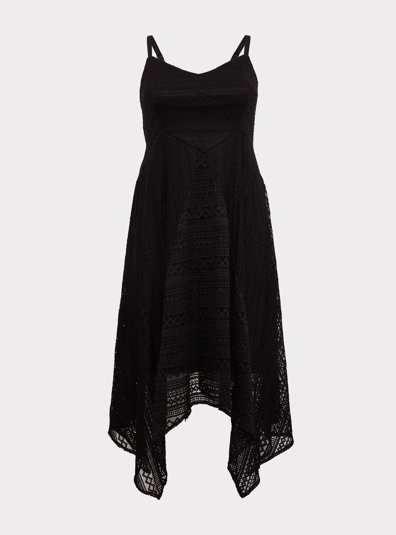 Plus Size Midi Lace Handkerchief Dress, , hi-res