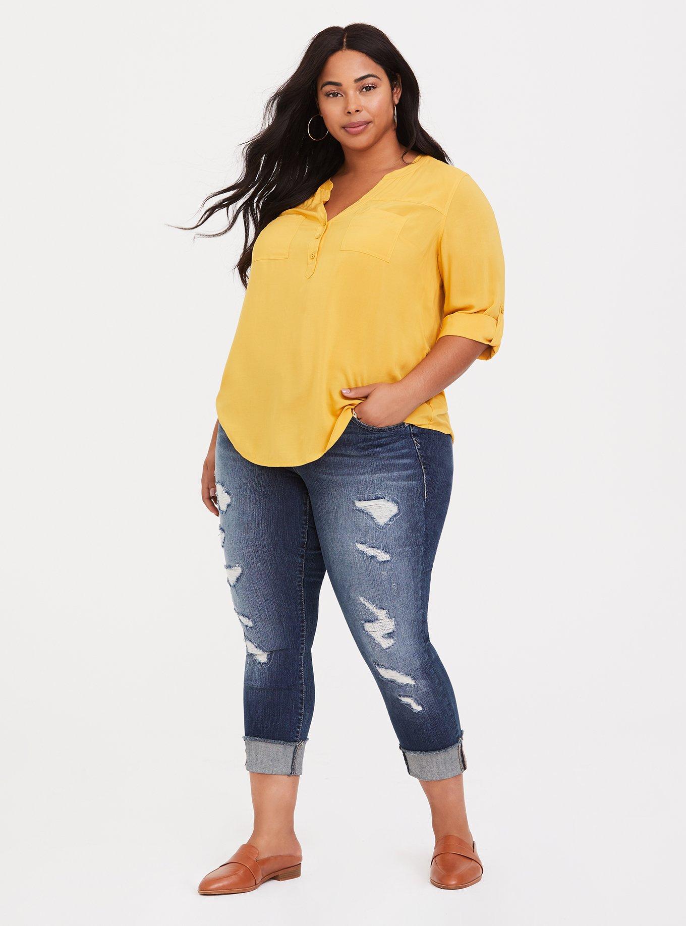 Plus Size - Harper - Yellow Stretch Challis Pullover Blouse - Torrid