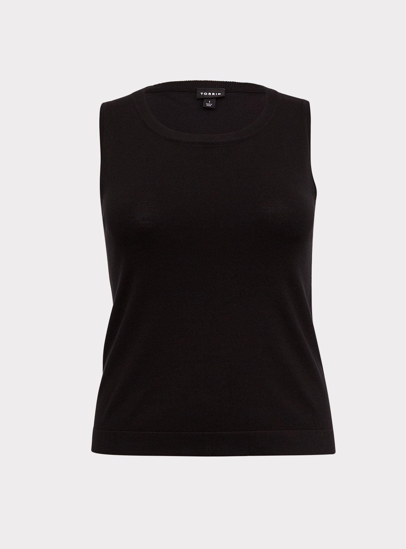 Plus Size Pullover Sleeveless Scoop Neck Sweater, BLACK, hi-res