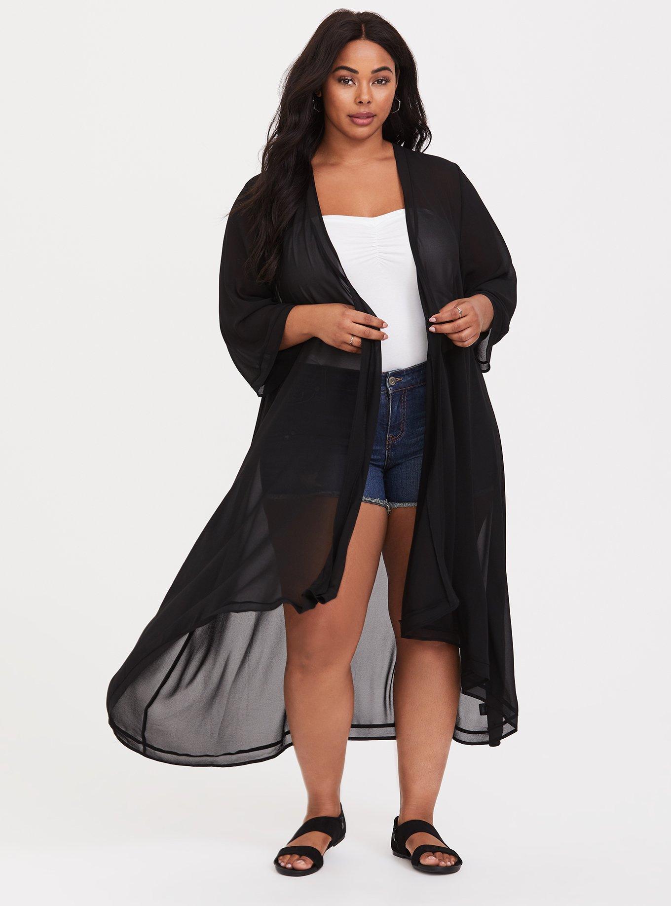 Black sheer kimono cardigan hot sale