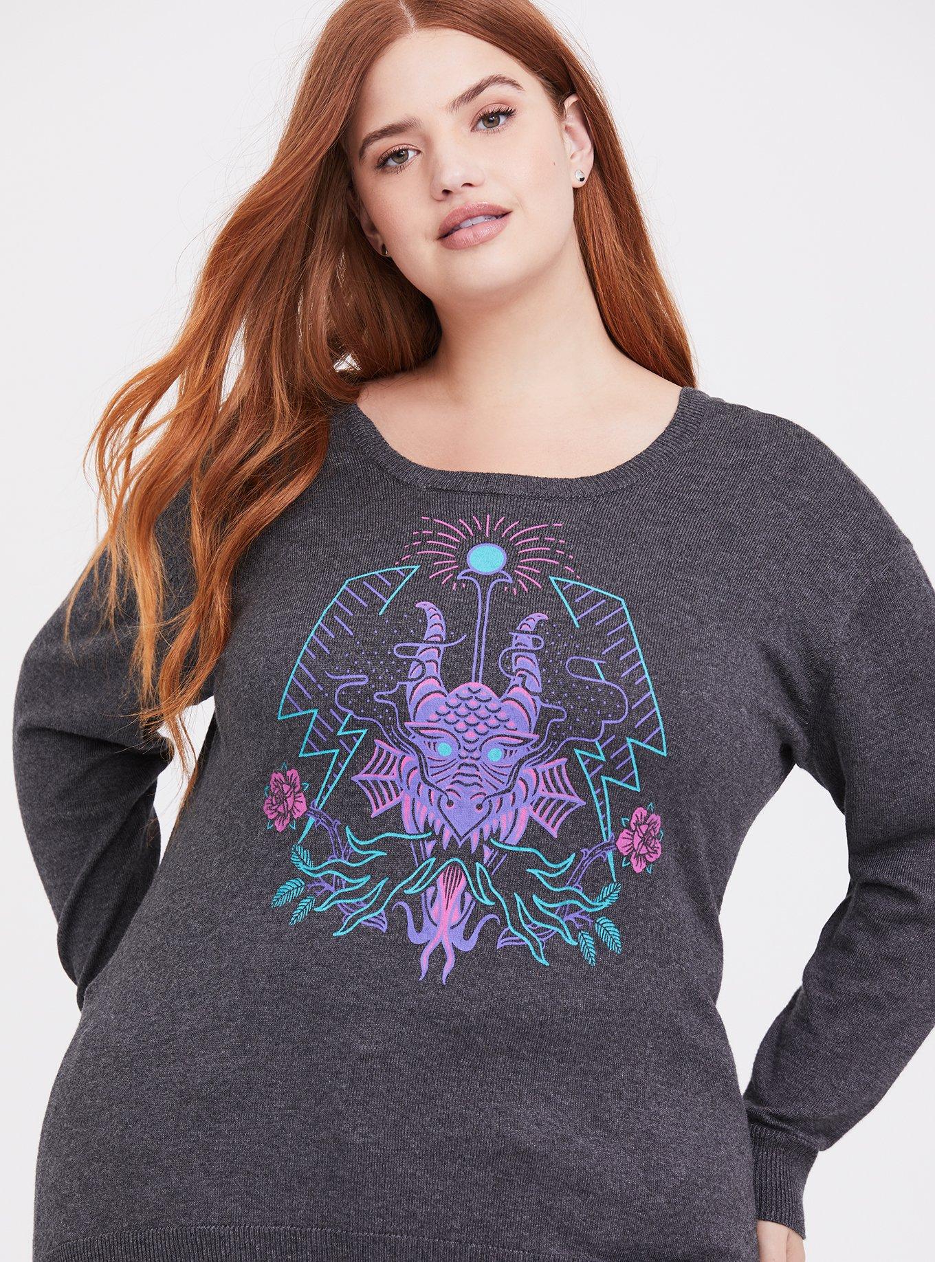 Disney Villains Maleficent Grey Sweater-knit Crisscross Back Top, GREY, hi-res