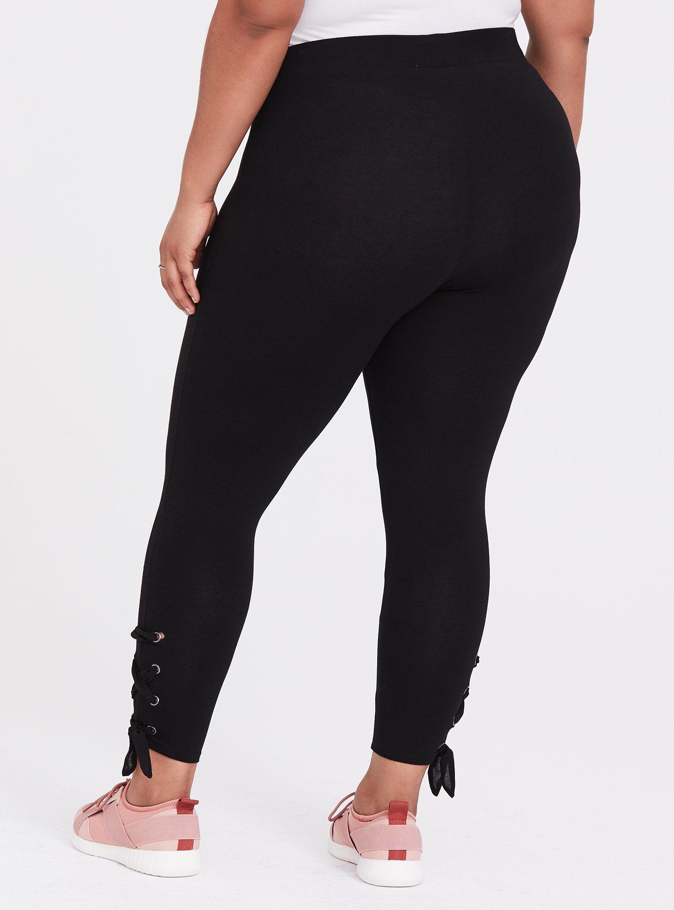 Plus Size - Crop Premium Legging - Lace Up Hem Black - Torrid