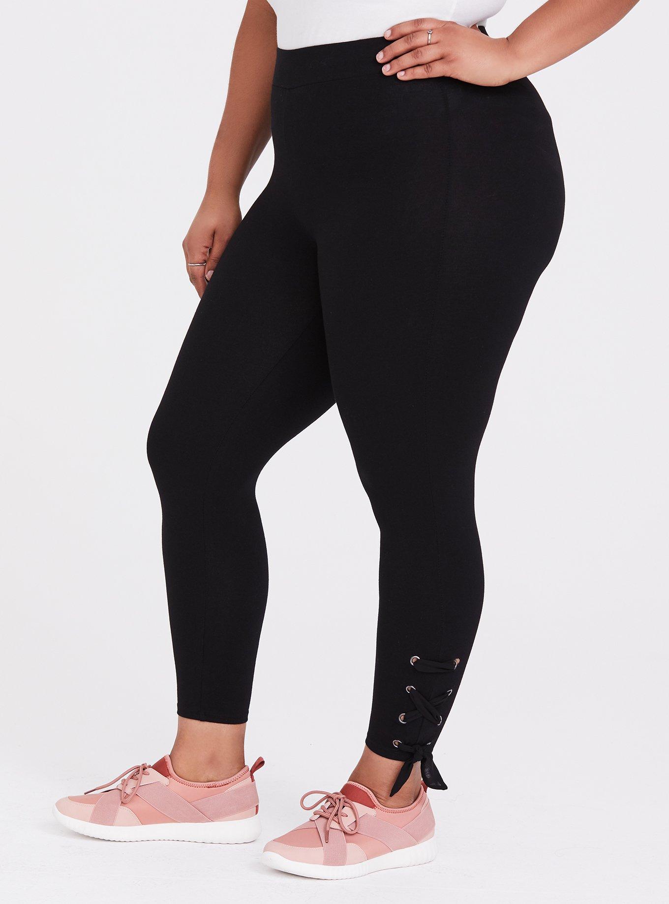 Plus Size - Premium Leggings - Lace Sides Black - Torrid