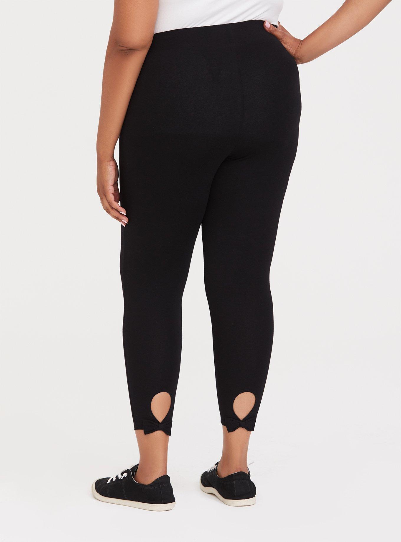 Black Bow Cut Leggings by Pushbutton on Sale