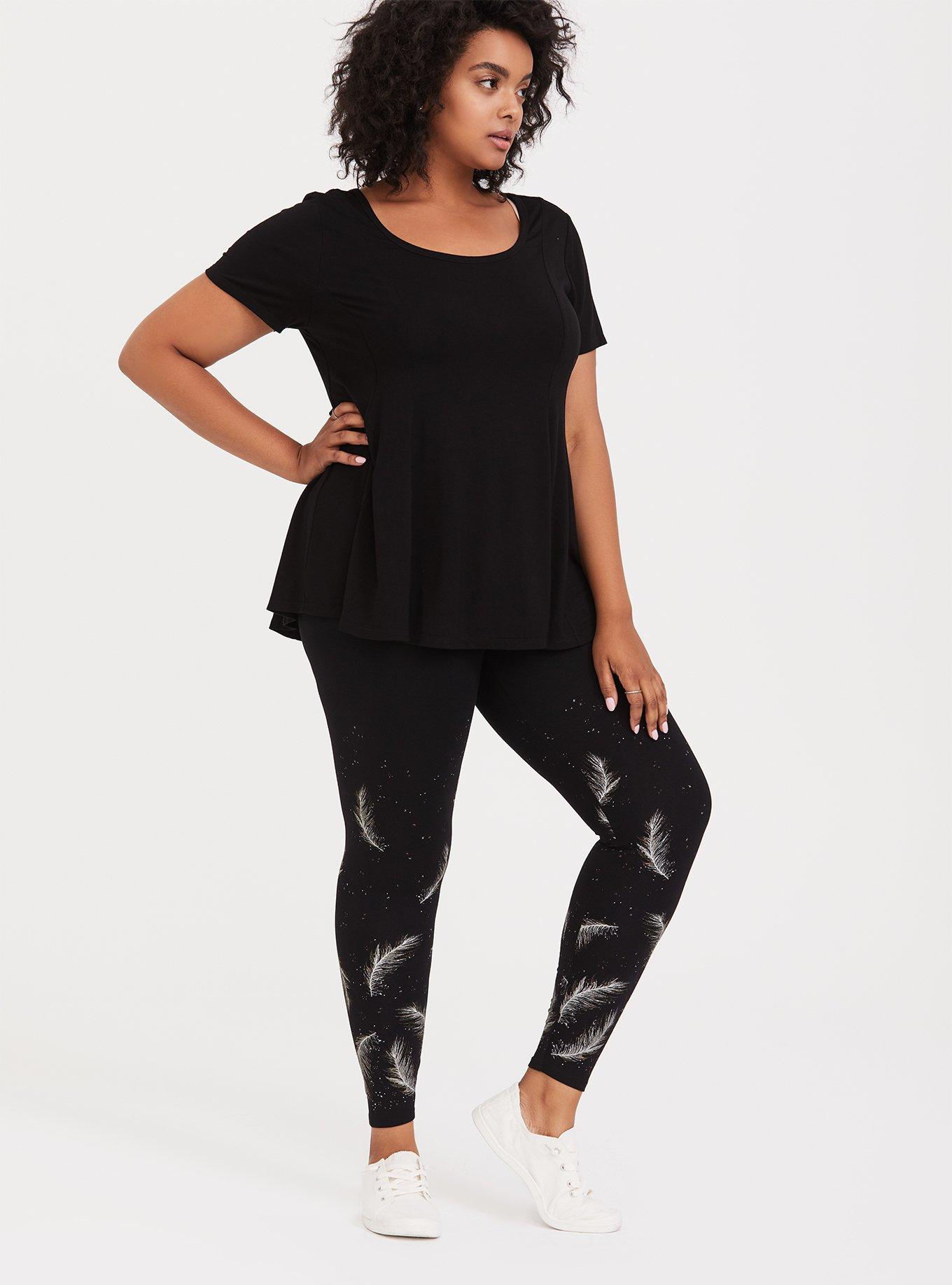 Plus Size Premium Legging Feather Graphic Black Torrid