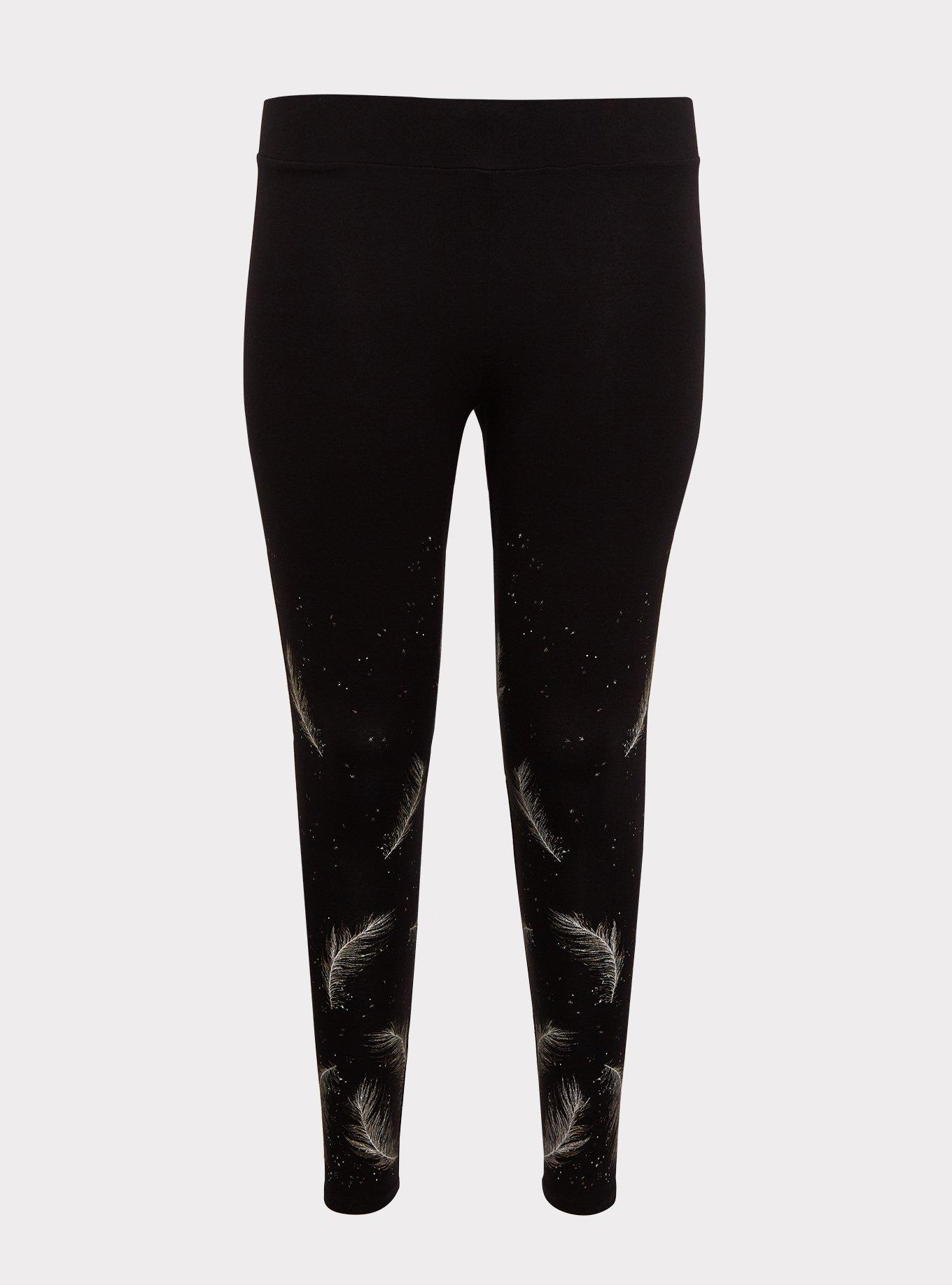 Plus Size Premium Legging Feather Graphic Black Torrid