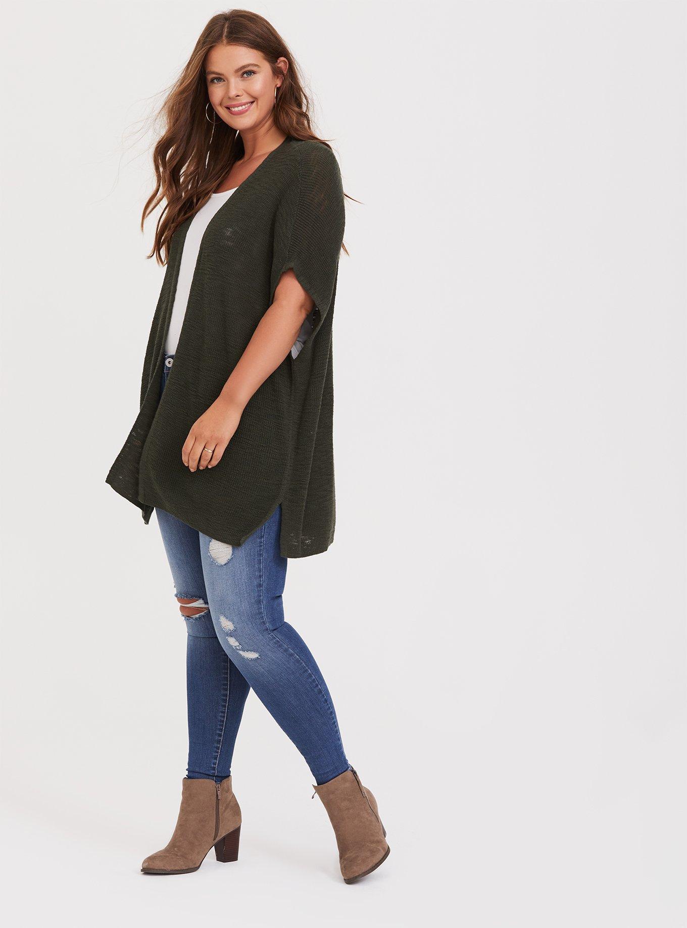 Olive Green Drape Front Sheer Knit Cardigan.Torrid. Plus Size 3X - clothing  & accessories - by owner - craigslist