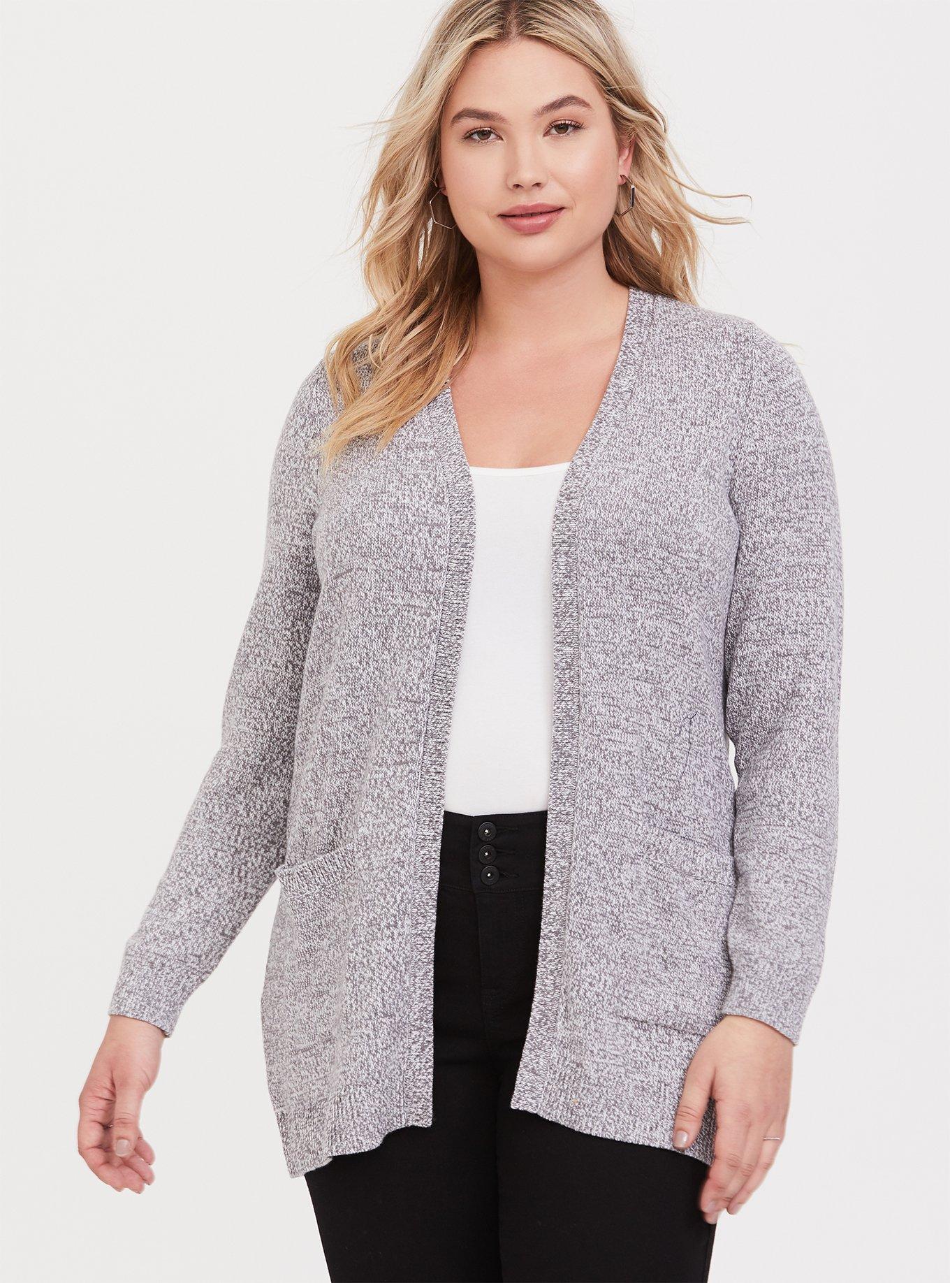 Plus Size - Grey Marled Pocket Cardigan - Torrid