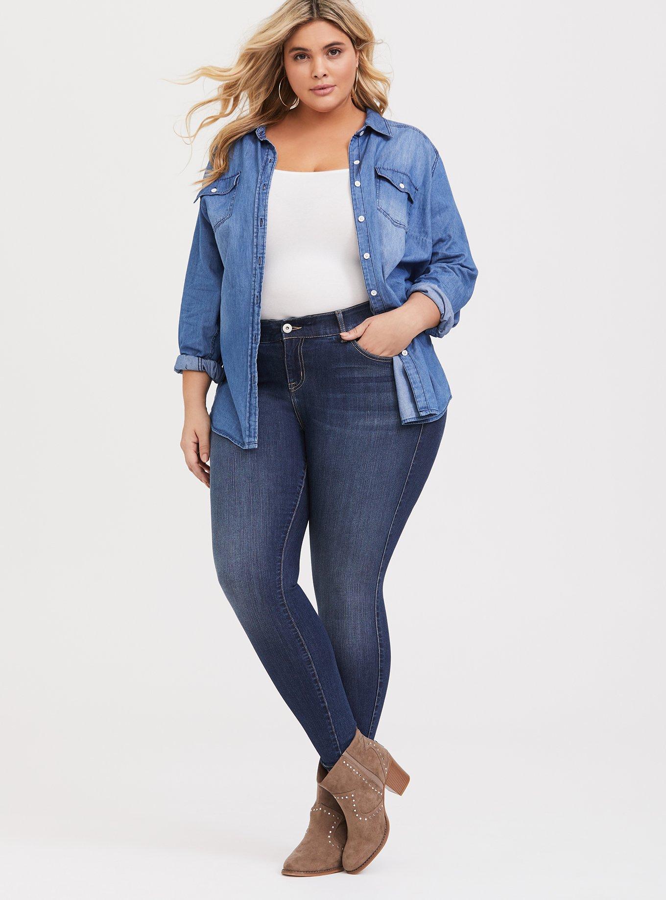 Plus Size Bombshell Skinny Jean - Premium Stretch Dark Wash, EMERSON, alternate