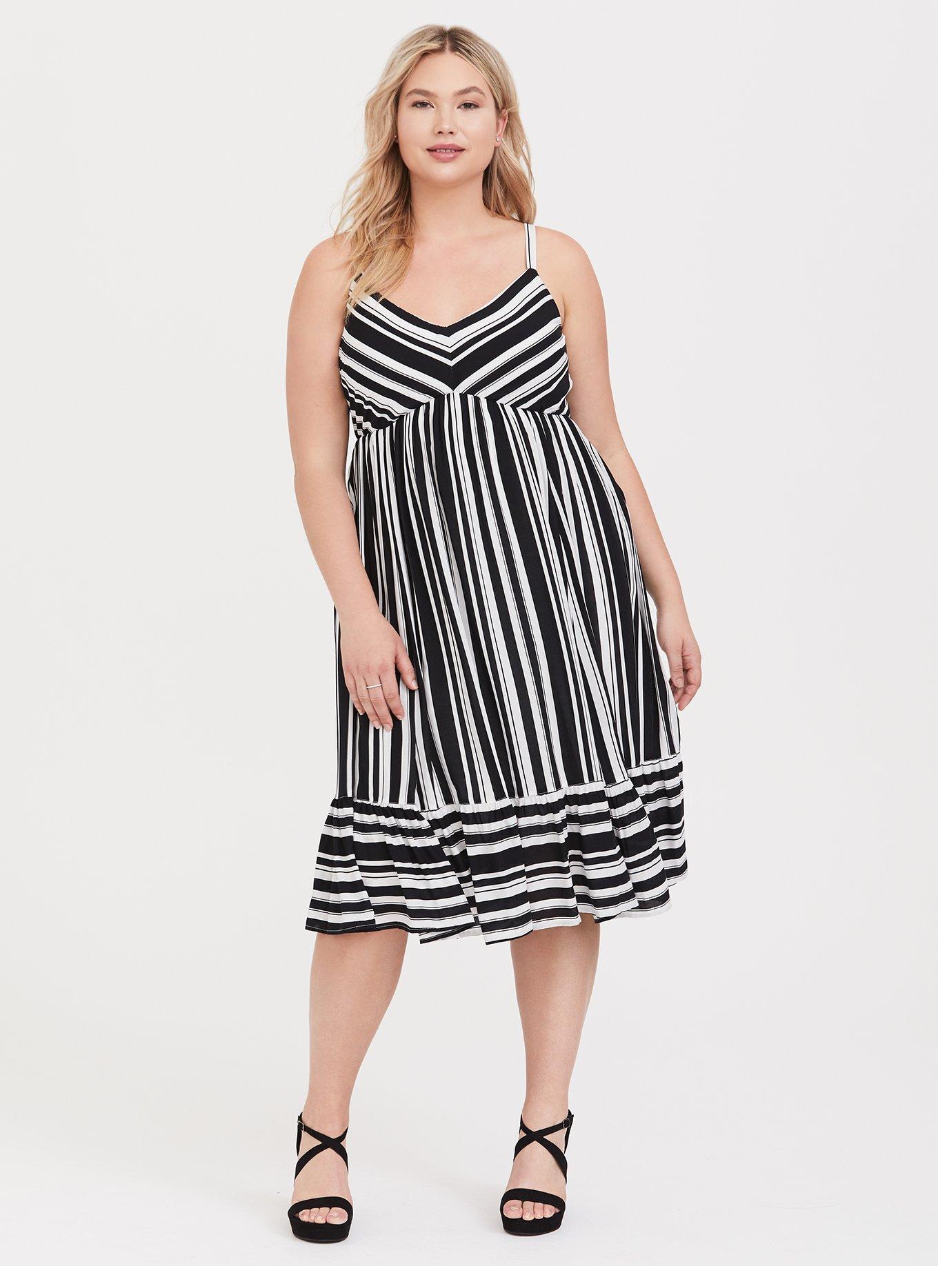 Torrid black and 2025 white striped dress