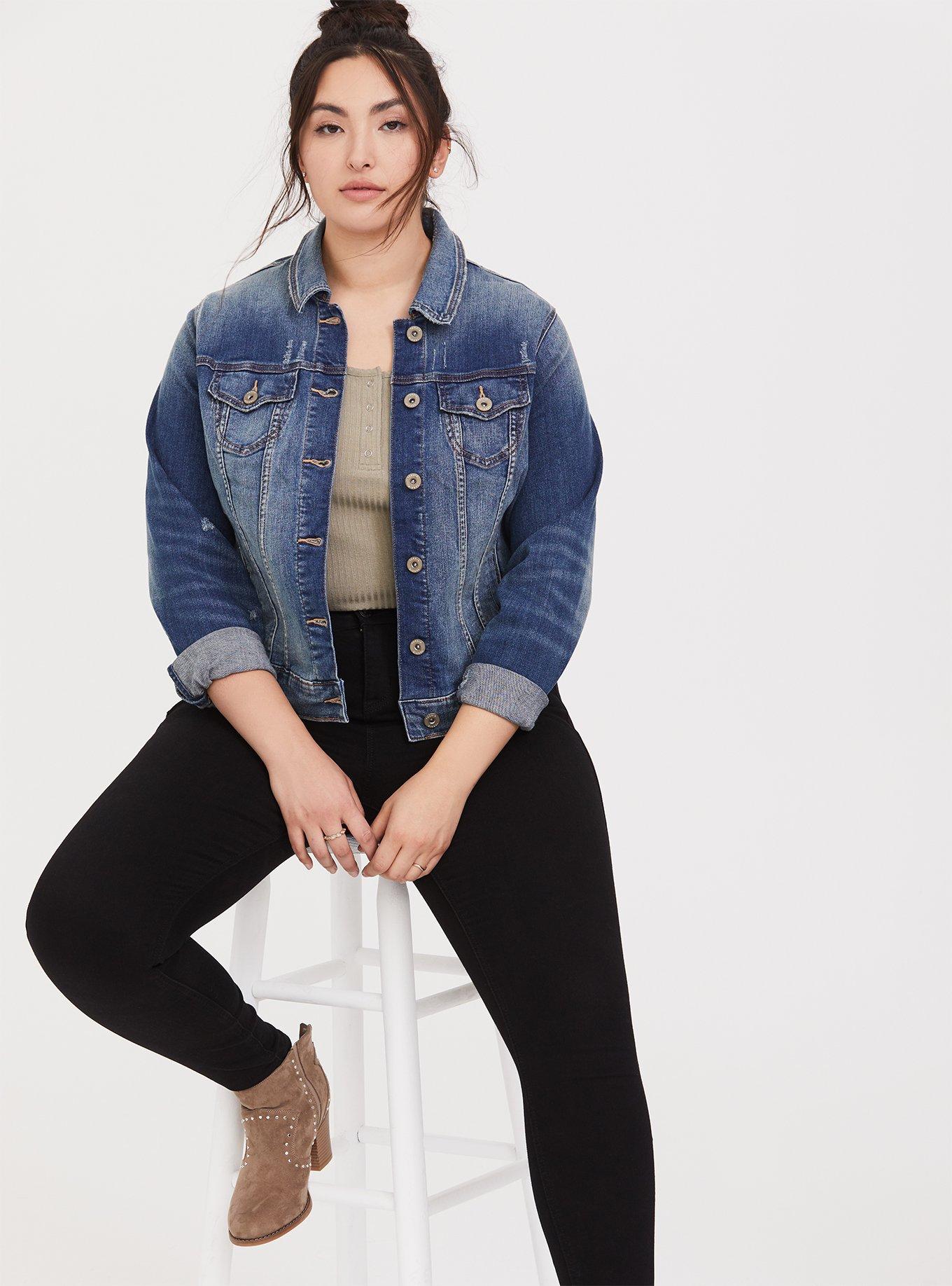 Torrid jean jacket online with hood