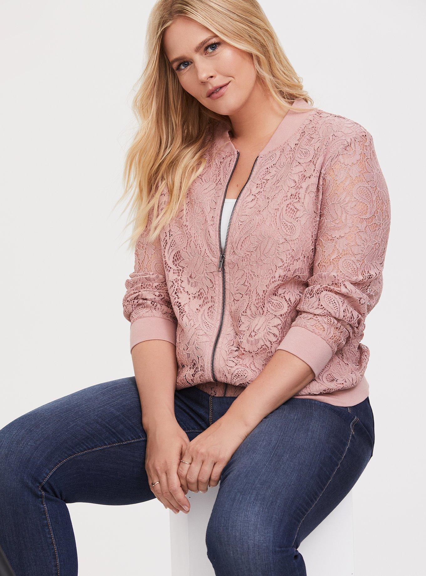 Lace bomber jacket plus cheap size