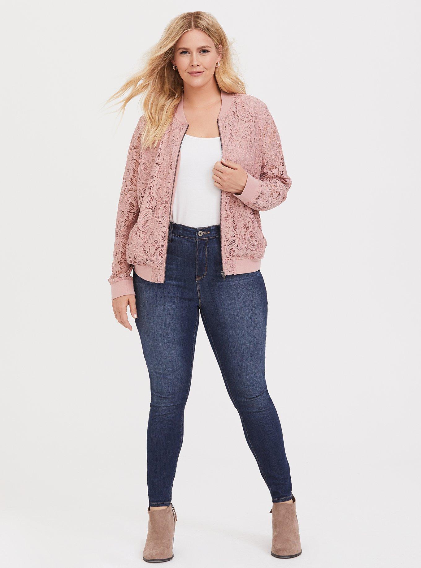 Plus size lace hot sale bomber jacket