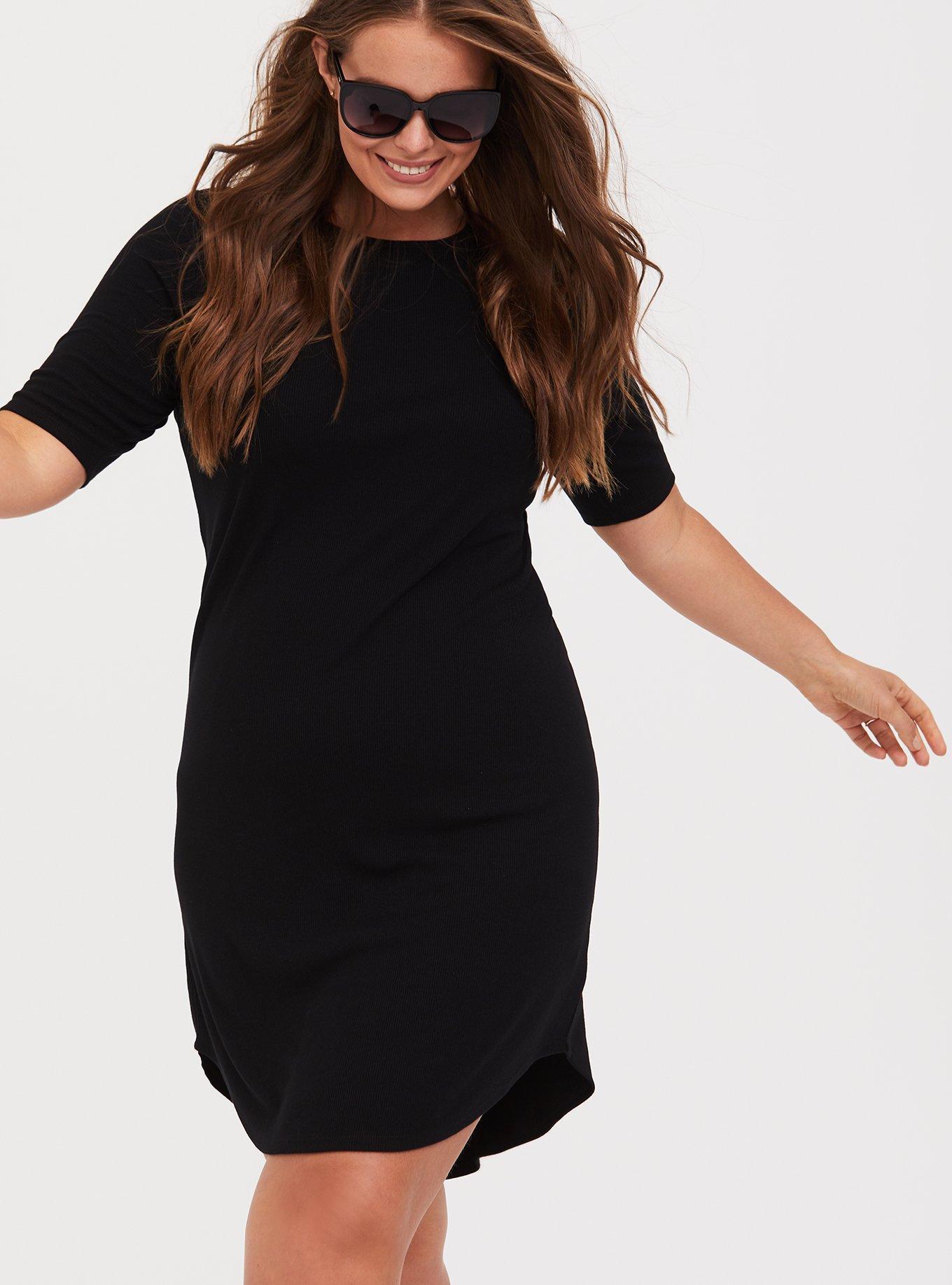 Plus Size - Mini Rib Knit Tee Shirt Dress - Torrid