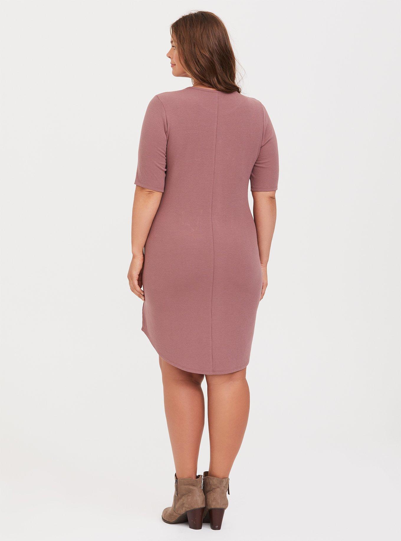 Plus Size - Mini Rib Knit Tee Shirt Dress - Torrid