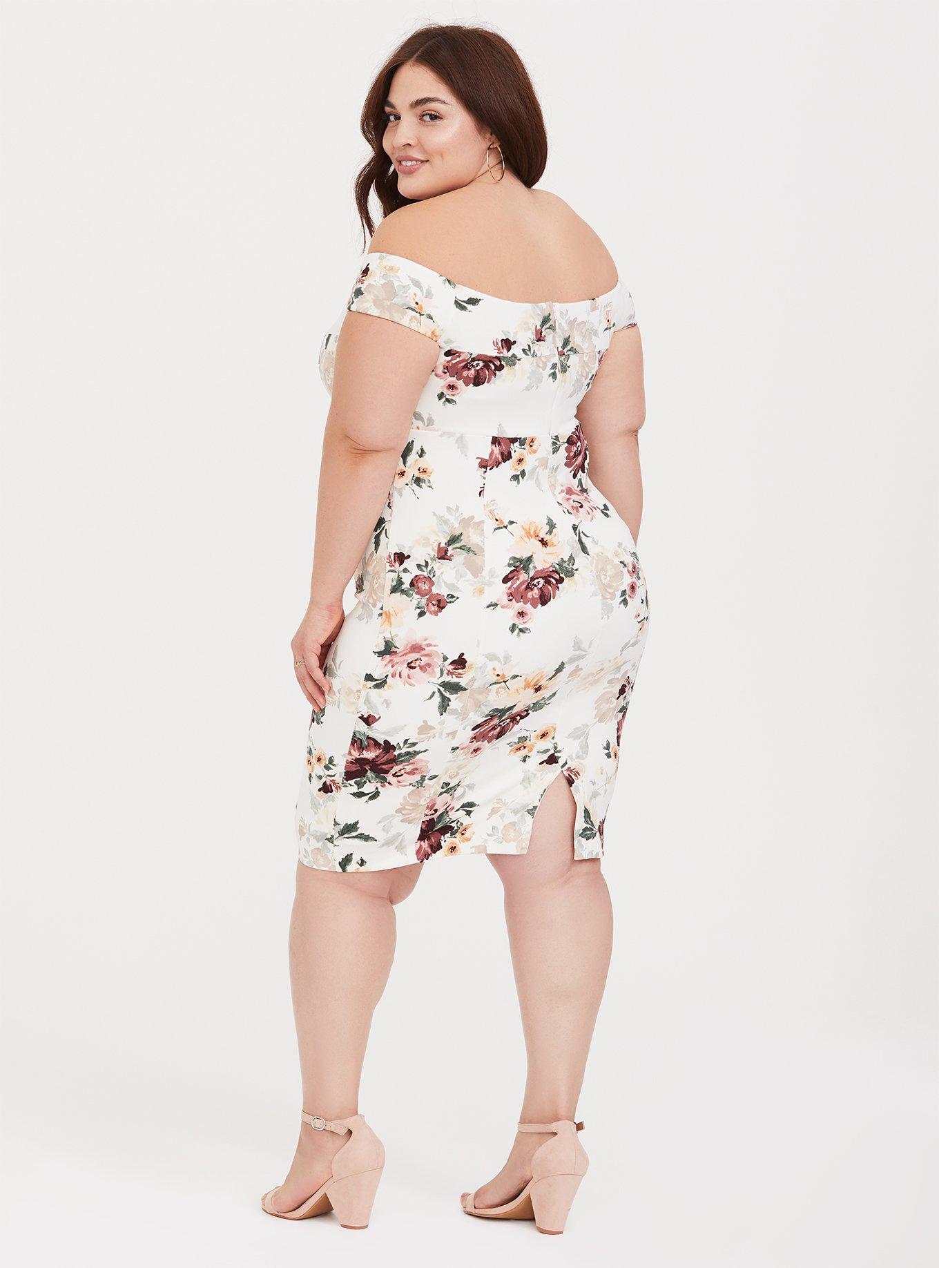 White scuba outlet dress plus size