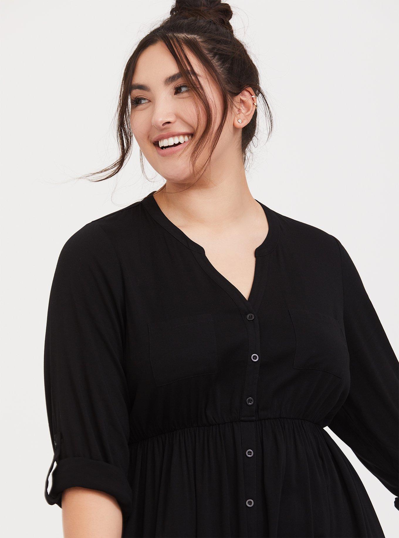 Plus Size - Black Button-Up Shirt Dress - Torrid