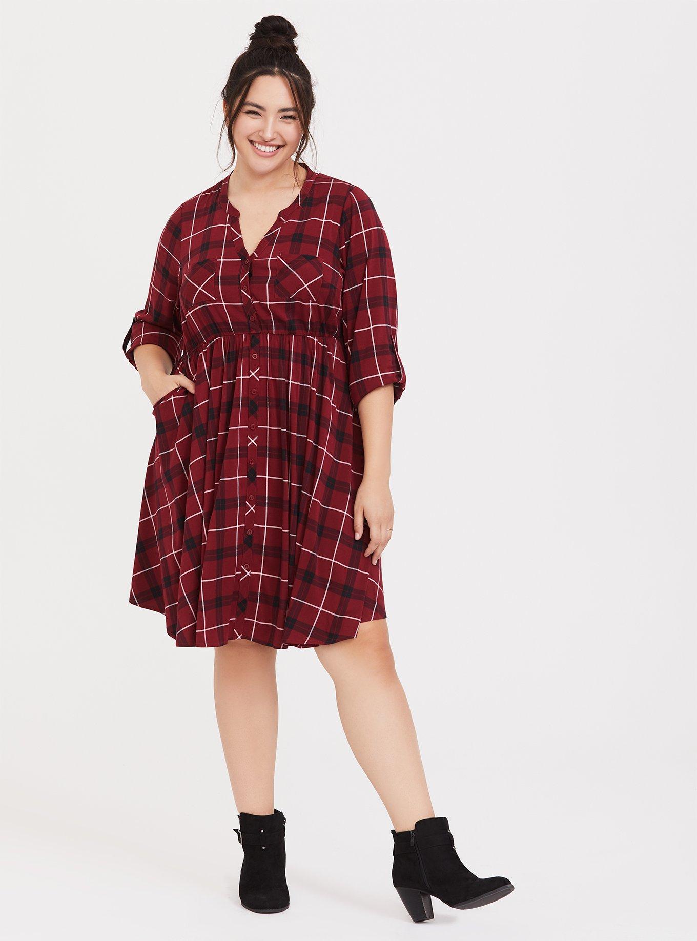 Plus Size - Mini Challis Button-Front Shirt Dress - Torrid