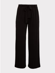 Pull-On Wide Leg Studio Knit Mid-Rise Tie-Front Pant, DEEP BLACK, hi-res