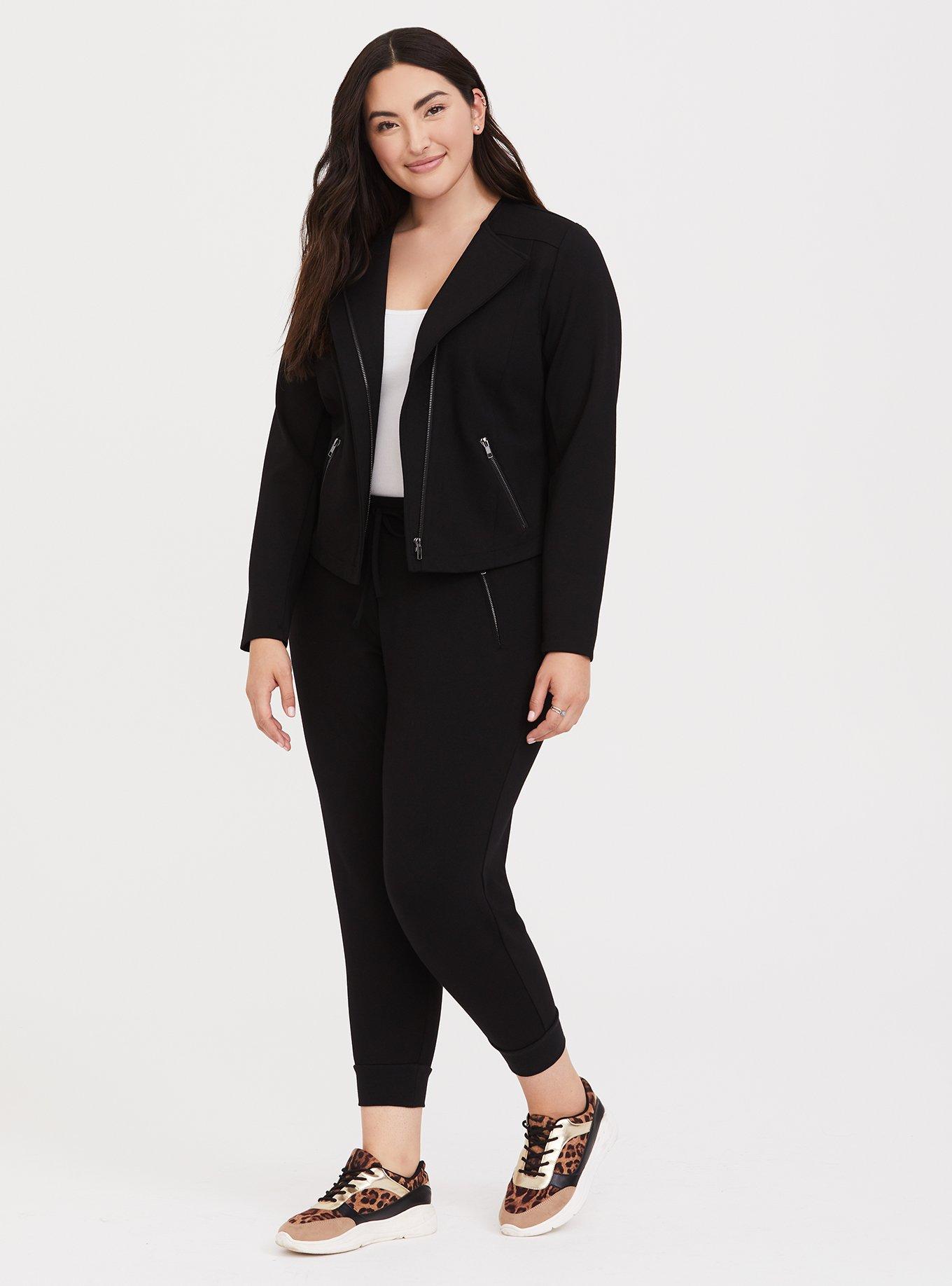 Plus Size - Premium Ponte Zip Pocket Jogger - Black - Torrid