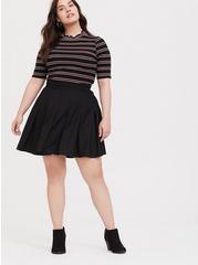 Mini Twill Pleated Skater Skirt, BLACK, alternate
