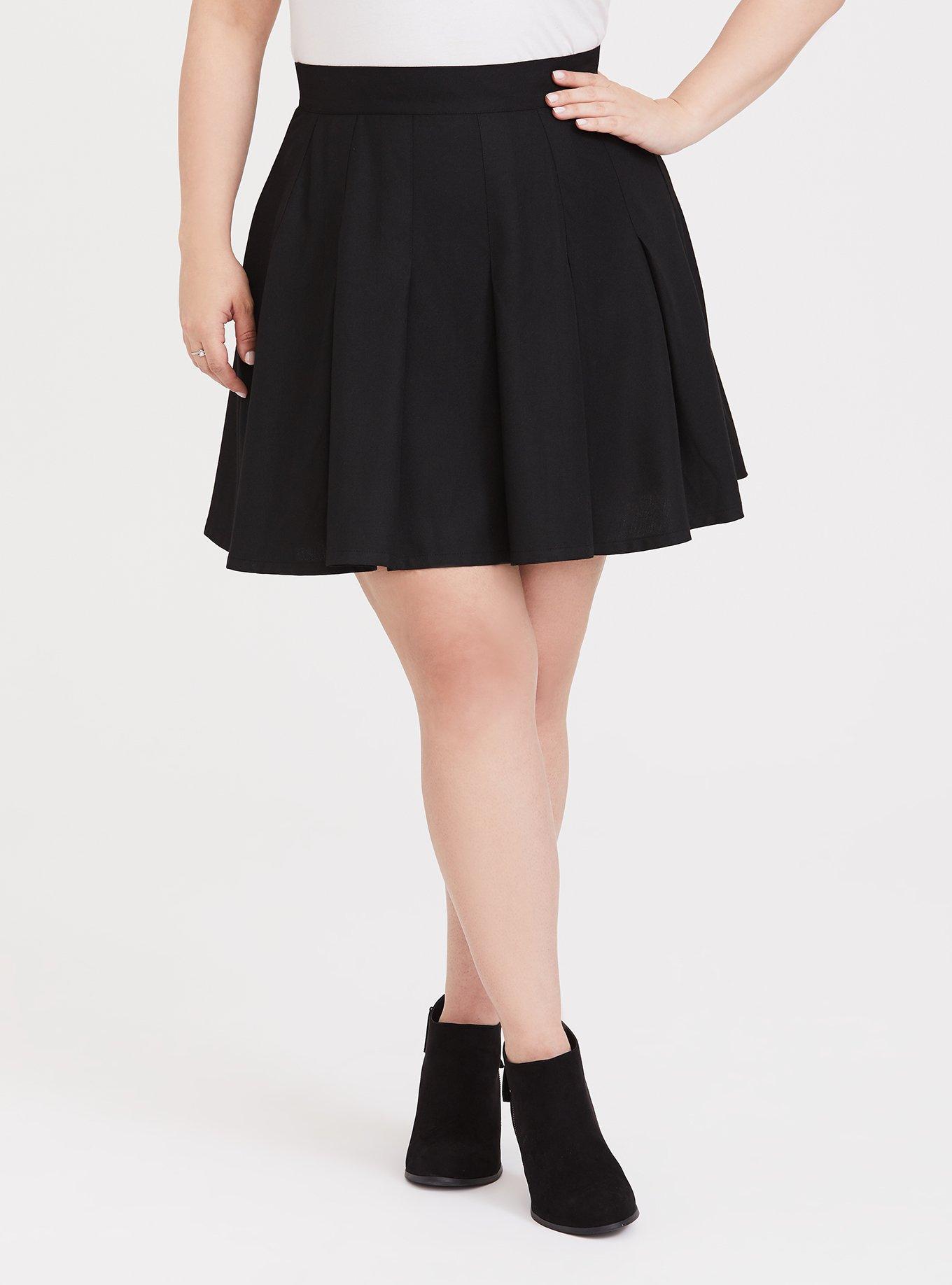 Plus Size - Mini Twill Pleated Skater Skirt - Torrid