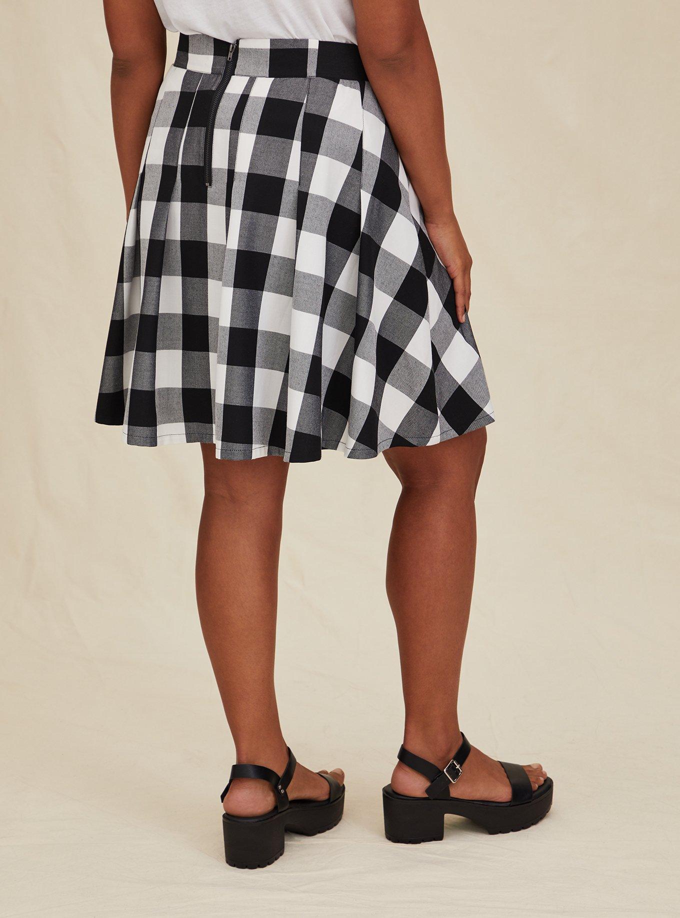 Plus Size - Mini Twill Pleated Skater Skirt - Torrid