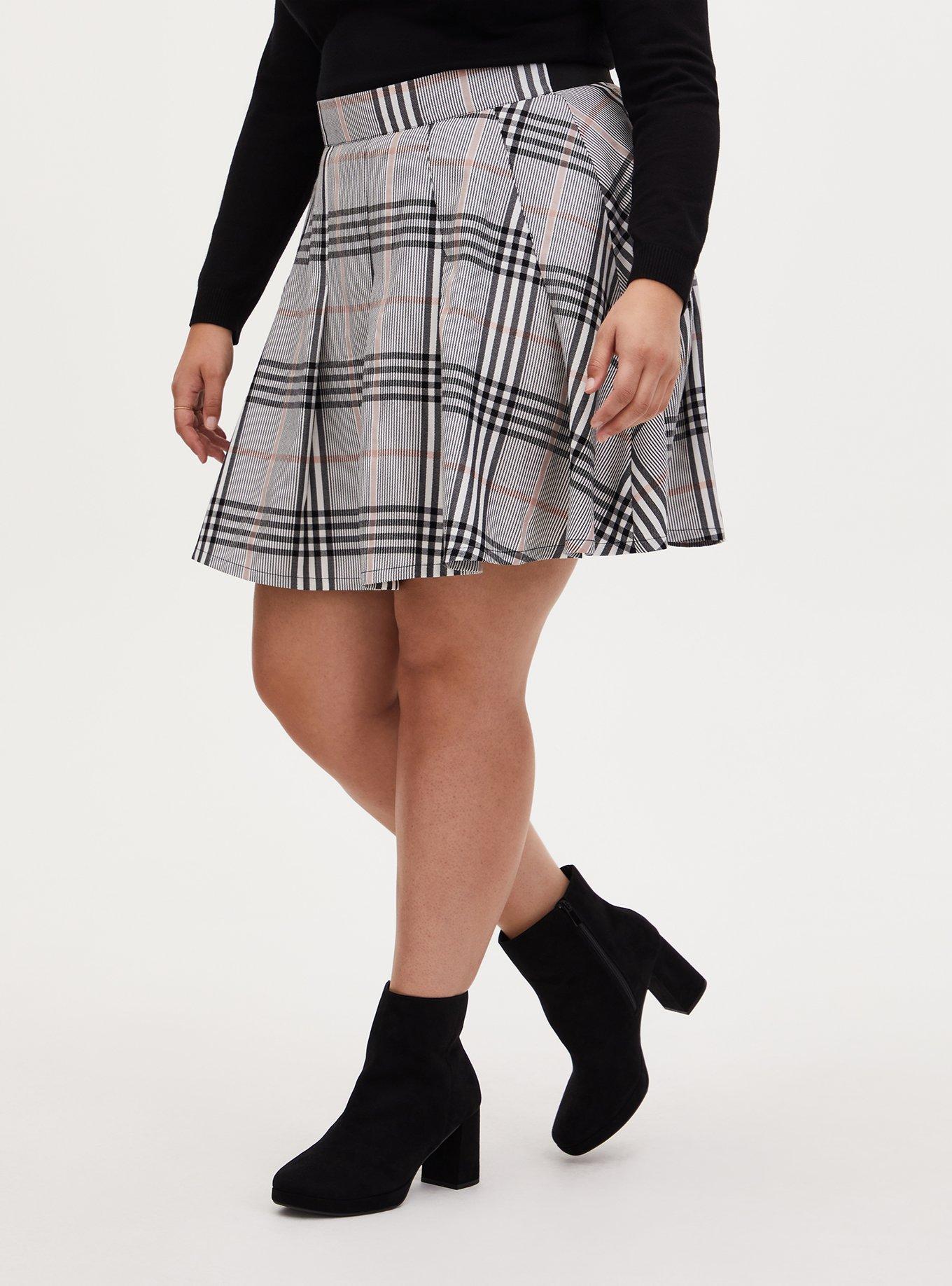 Plus Size - Mini Twill Pleated Skater Skirt - Torrid