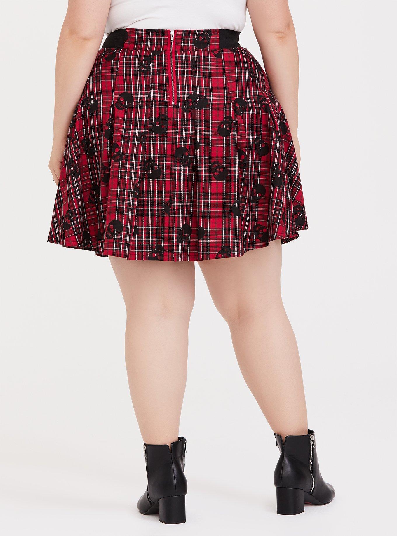 Plus Size - Mini Twill Pleated Skater Skirt - Torrid