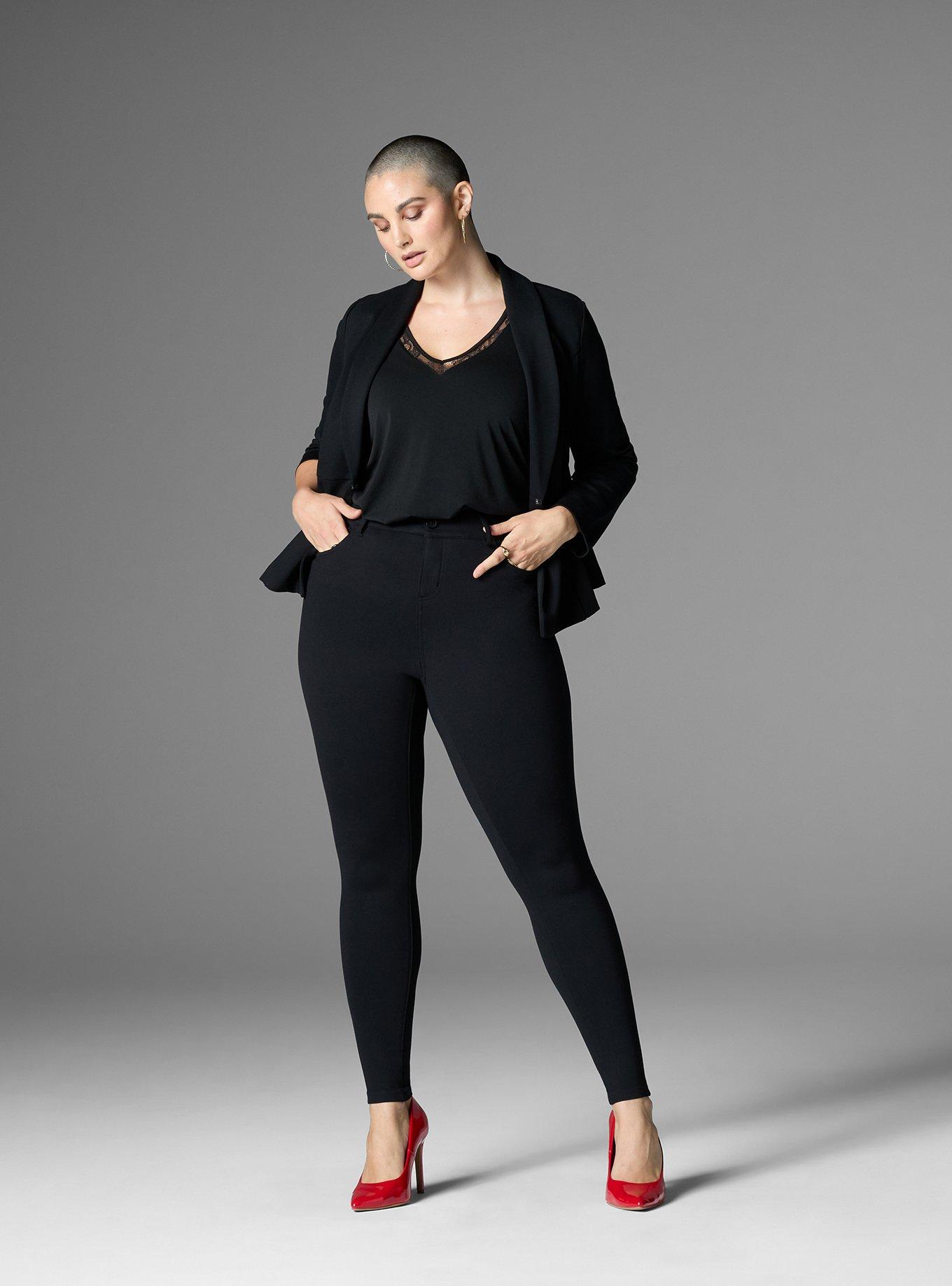 Plus Size - Platinum Legging - Ponte Pearl Hem Black - Torrid