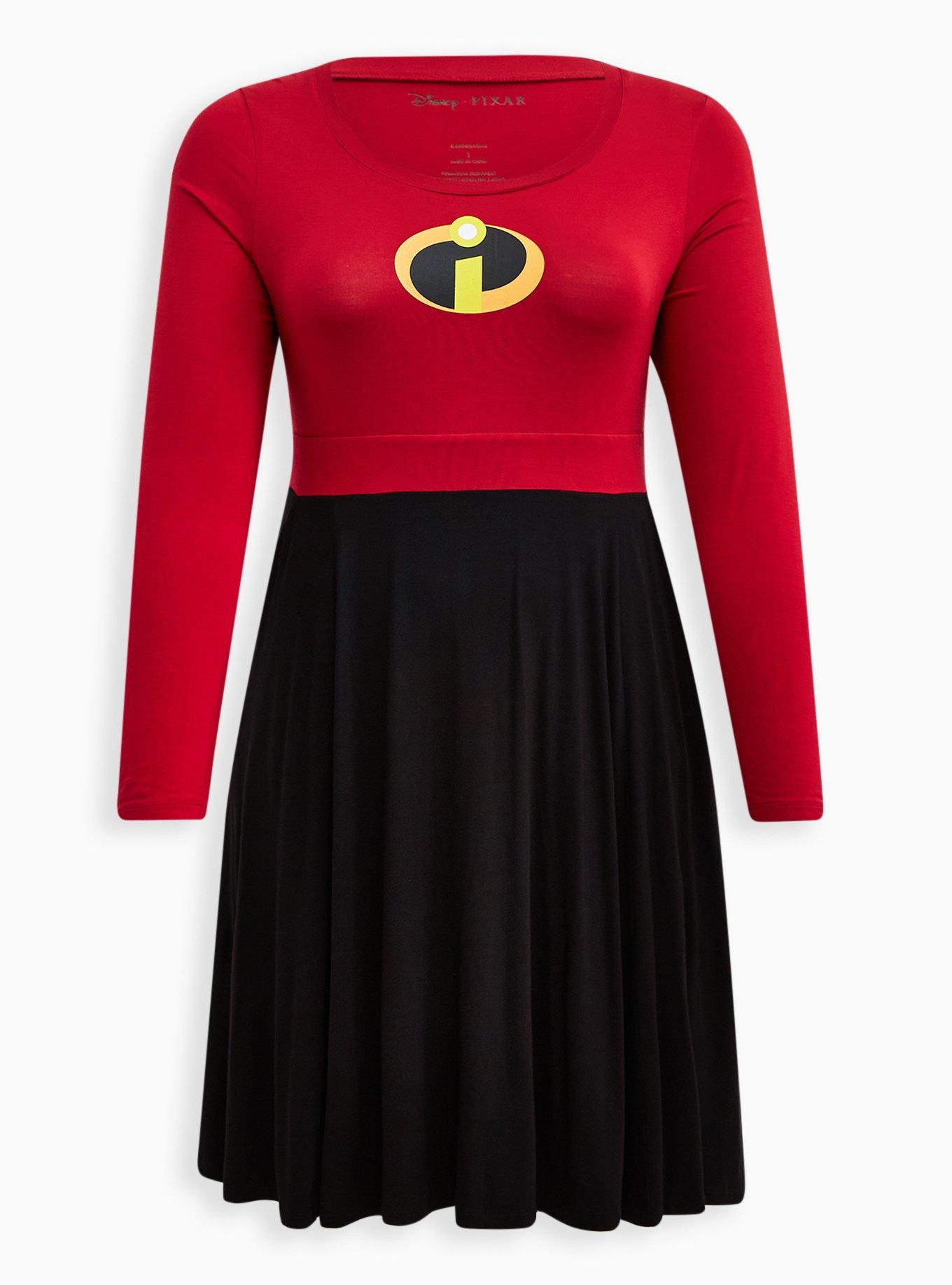 Plus Size - Disney Pixar The Incredibles Skater Dress - Red & Black - Torrid