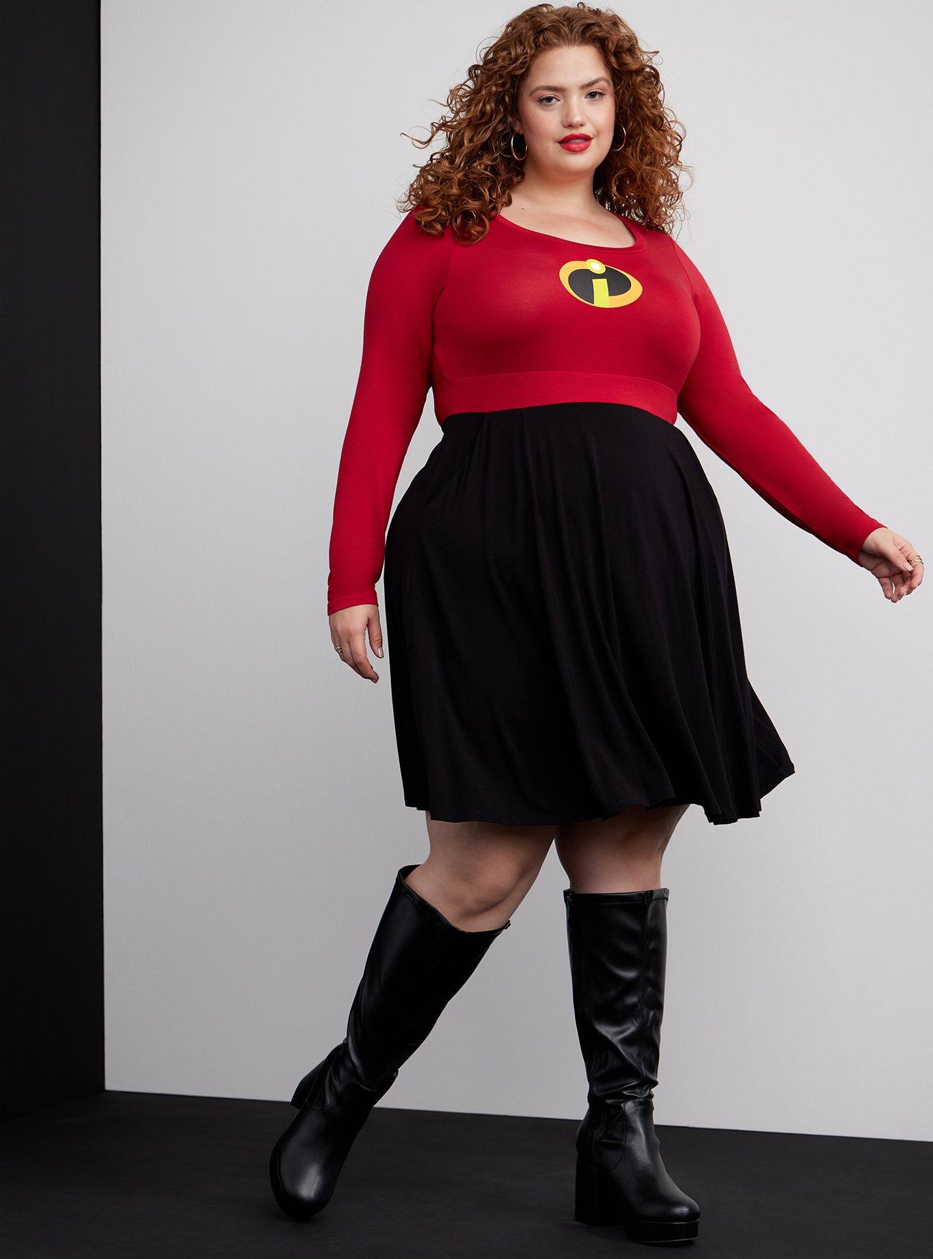incredibles skater dress Plus Size - Disney Pixar The Incredibles Skater Dress - Red & Black