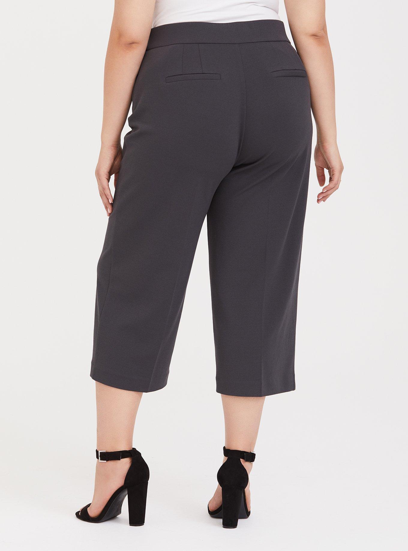 Dark Grey Crepe Culotte Pant, GREY, alternate