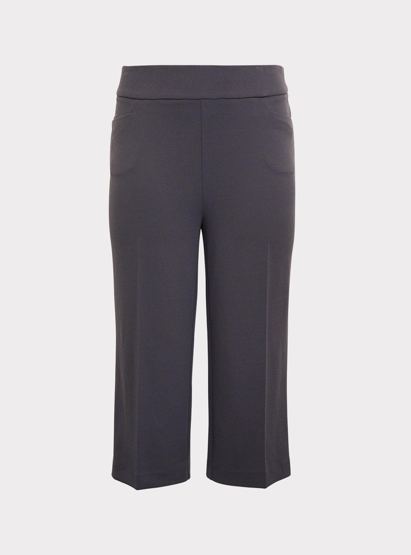 Dark Grey Crepe Culotte Pant, GREY, hi-res