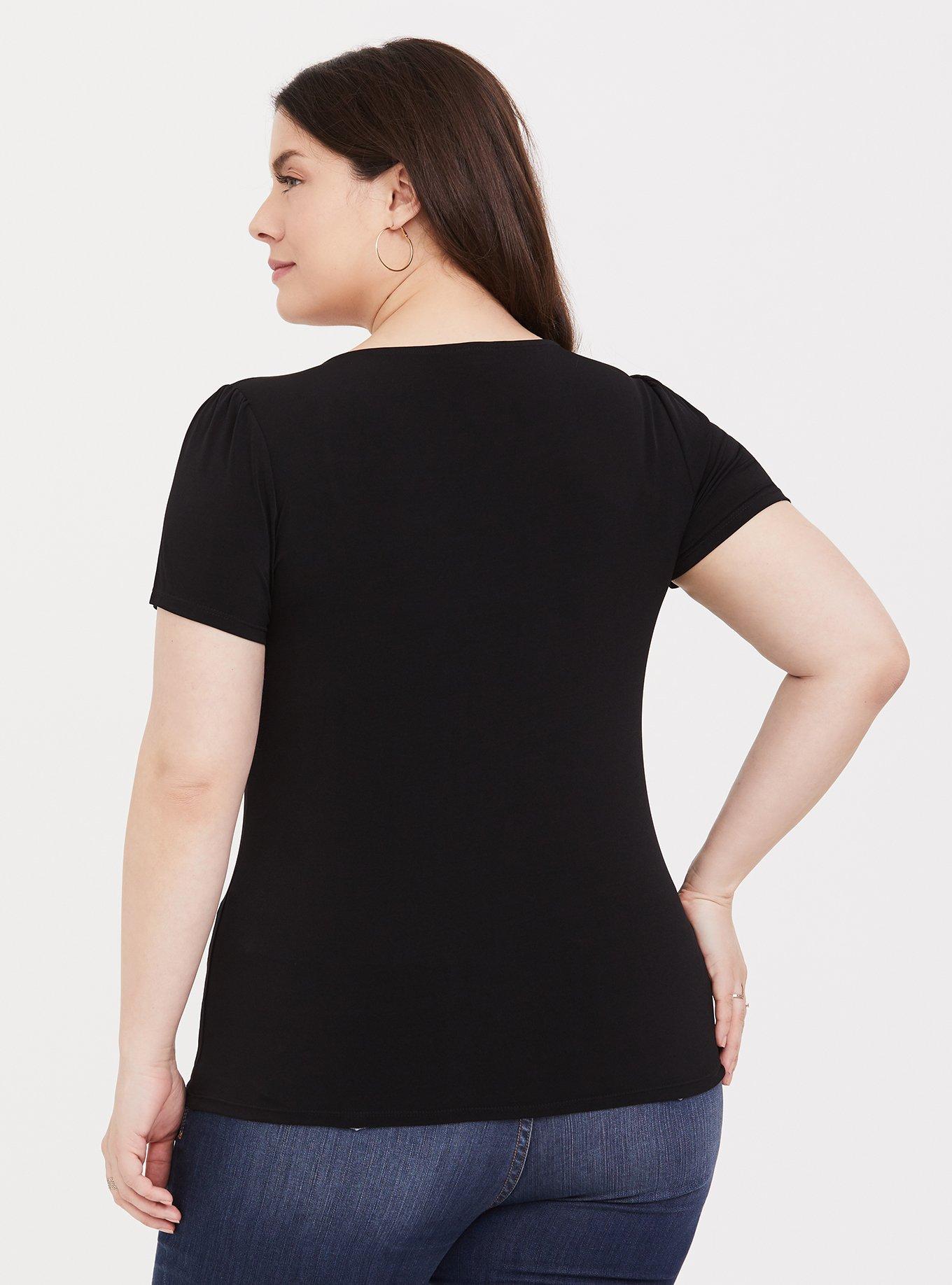 Plus Size Studio Knit Sweetheart Neckline Top, DEEP BLACK, alternate