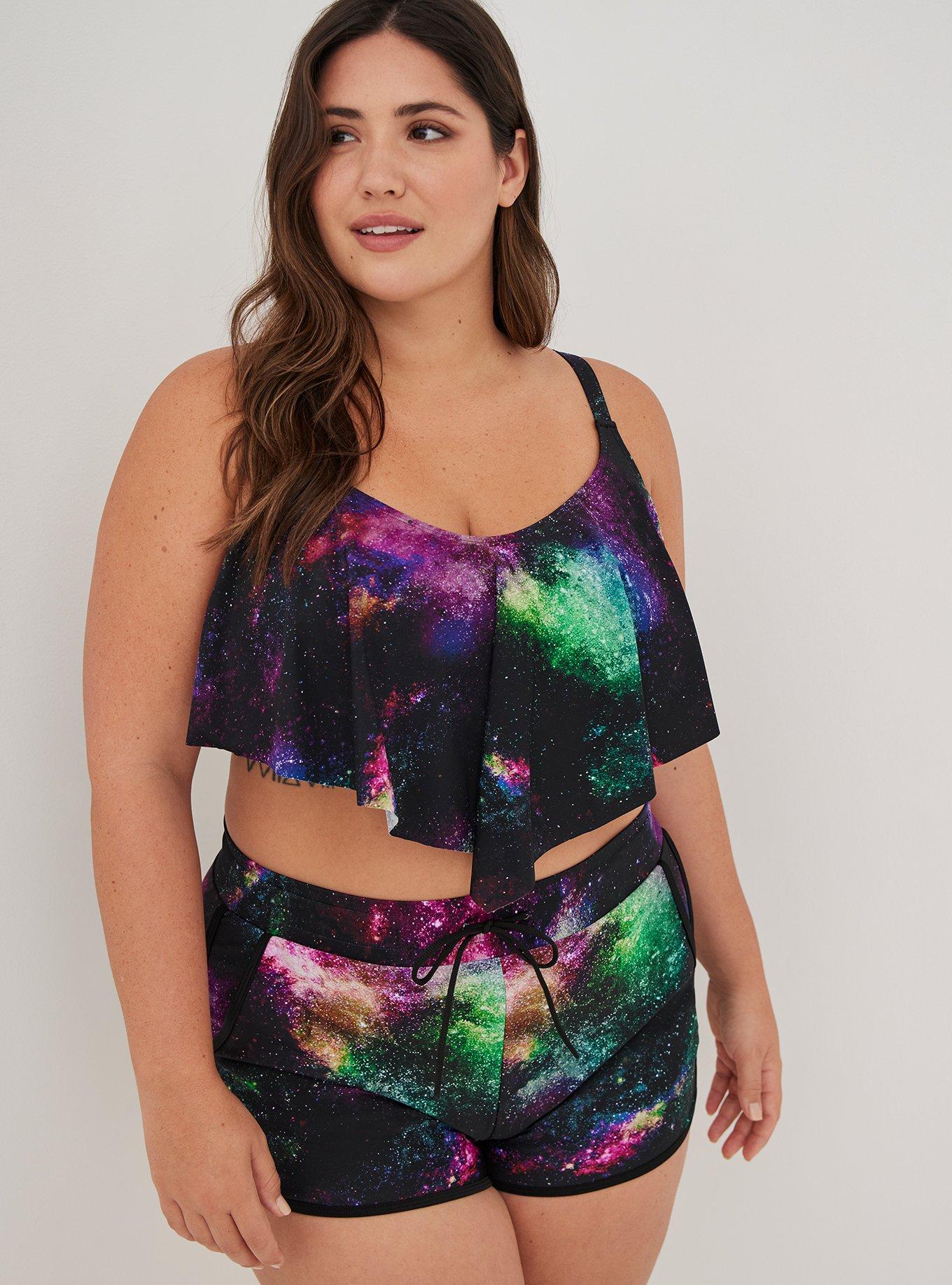 Plus Size - Rainbow Mesh V-Flounce Bikini Top - Torrid