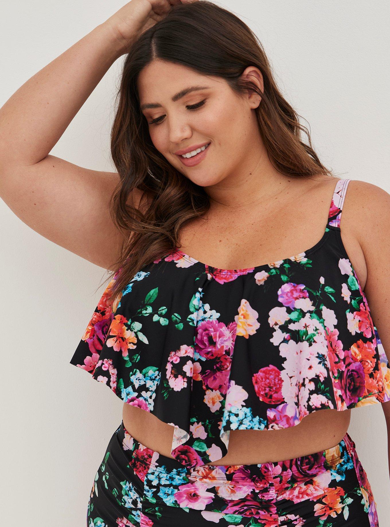 Flounce swim top plus size online