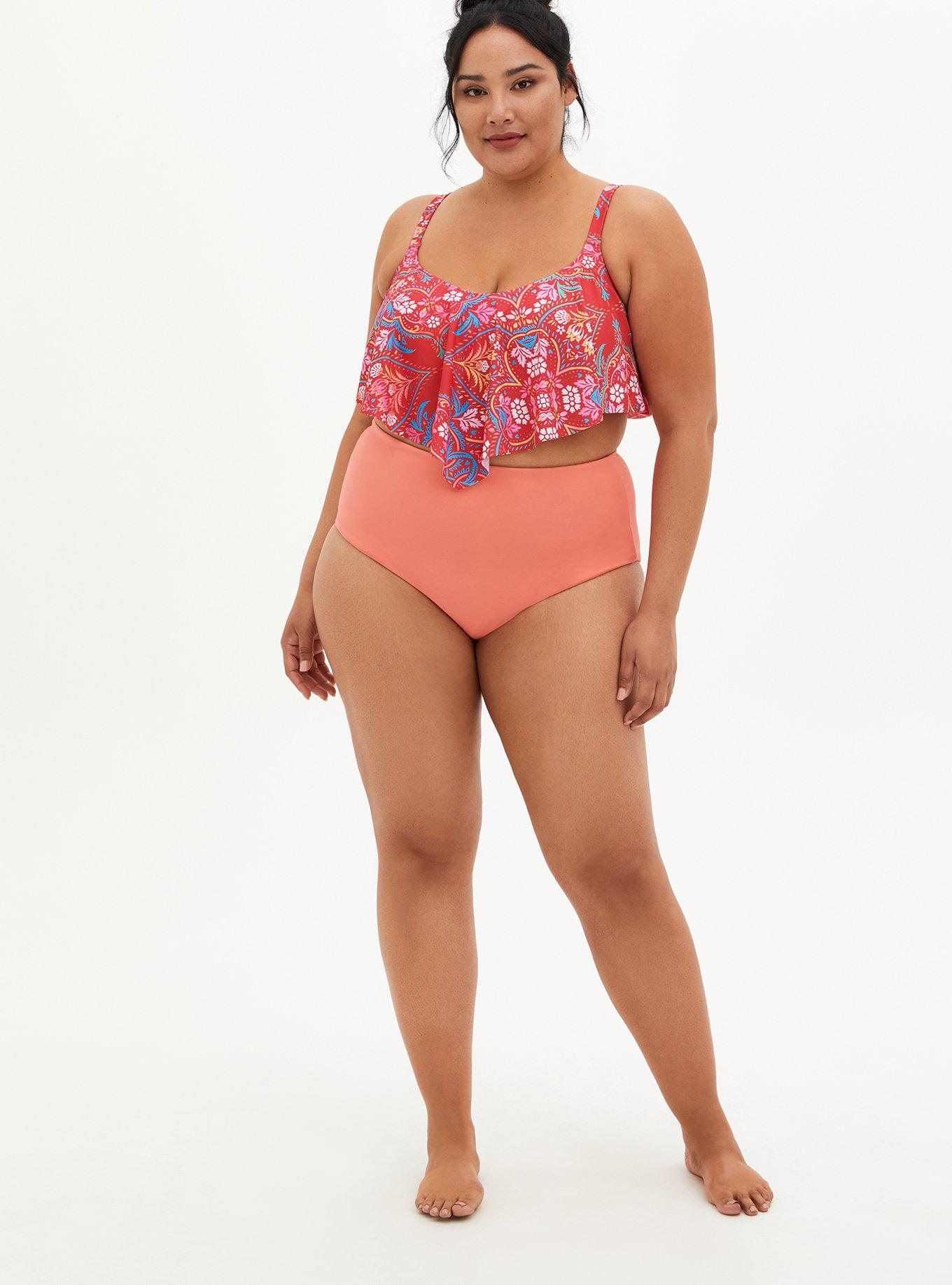 Plus Size - Rainbow Mesh V-Flounce Bikini Top - Torrid