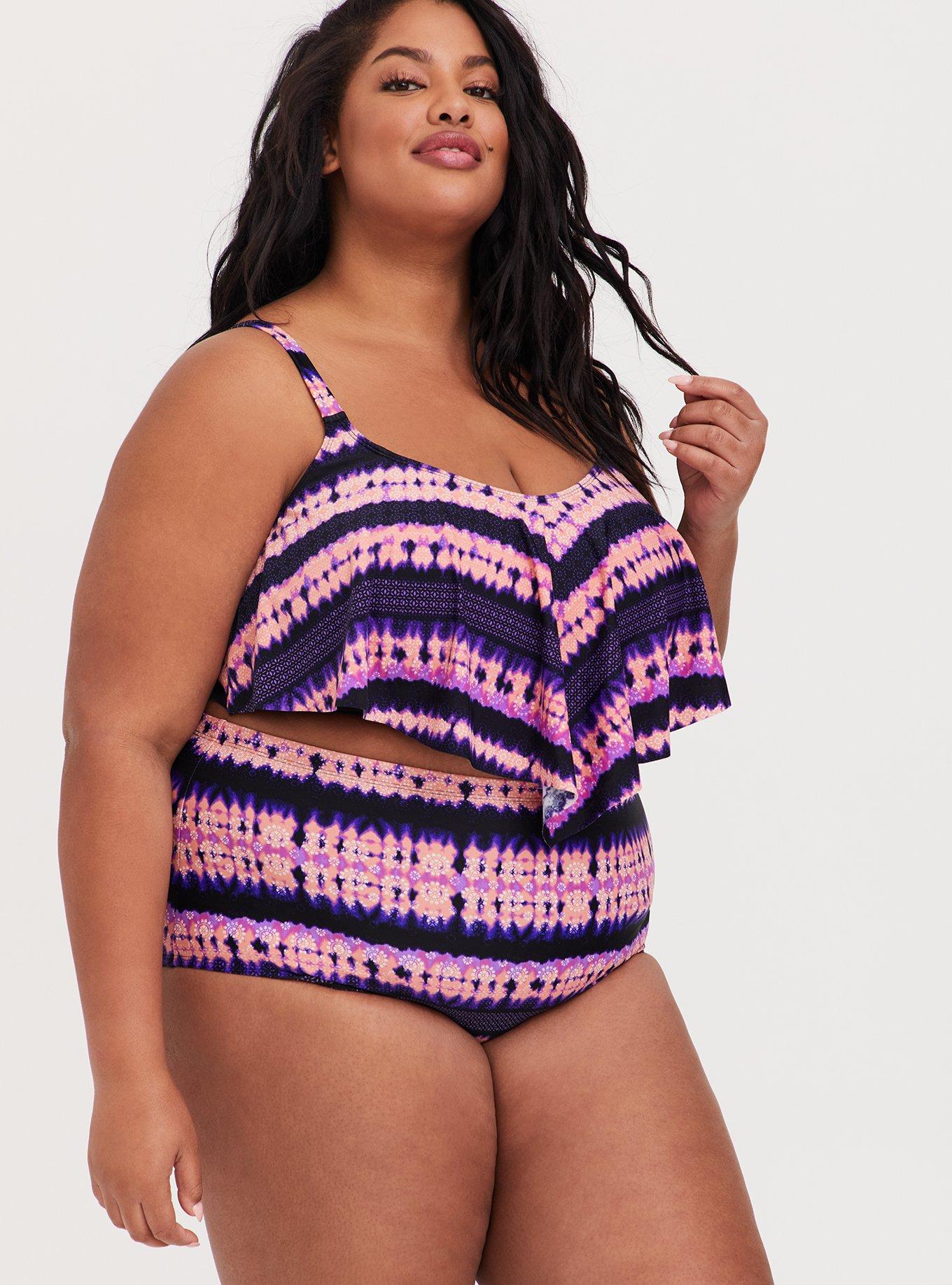 Plus Size - Rainbow Mesh V-Flounce Bikini Top - Torrid