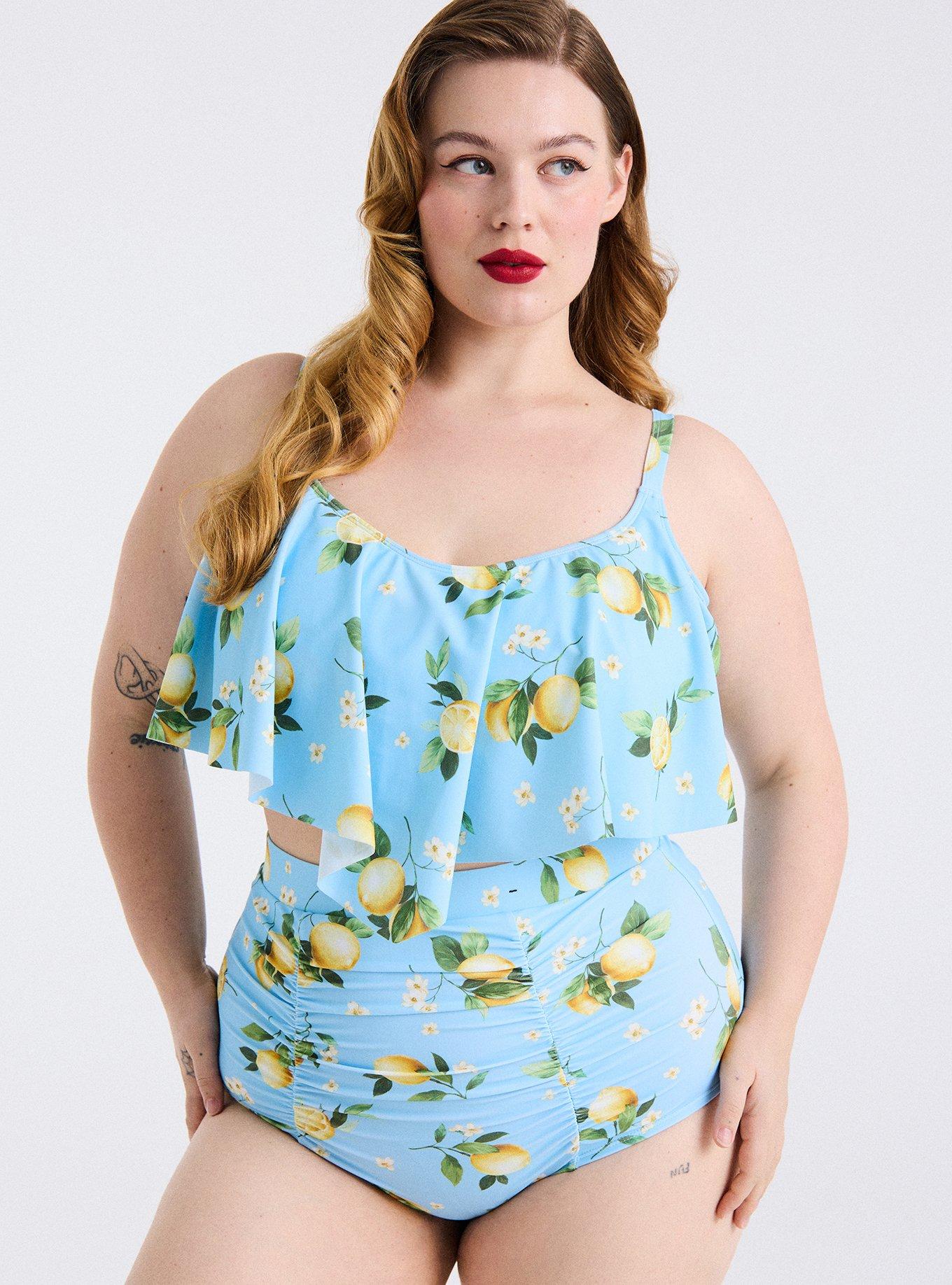 Wireless Flounce Bikini Top, COLLEEN LEMONS LIGHT BLUE, alternate